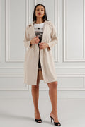 Trencz z paskiem- Beżowy / Uniwersalny