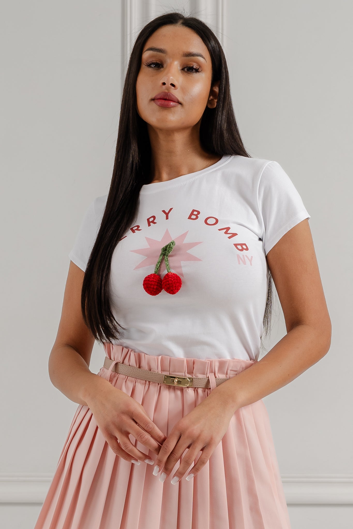 T-shirt „Cherry Bomb”- Biały / Uniwersalny