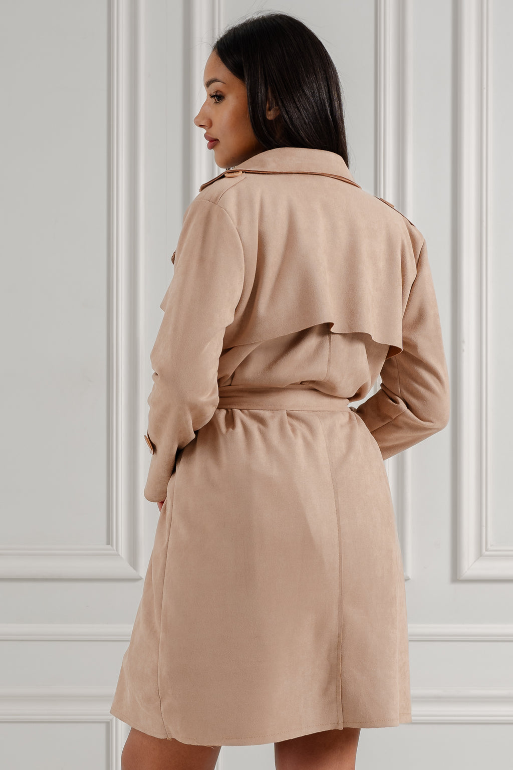 Trencz z paskiem- Beżowy / Uniwersalny