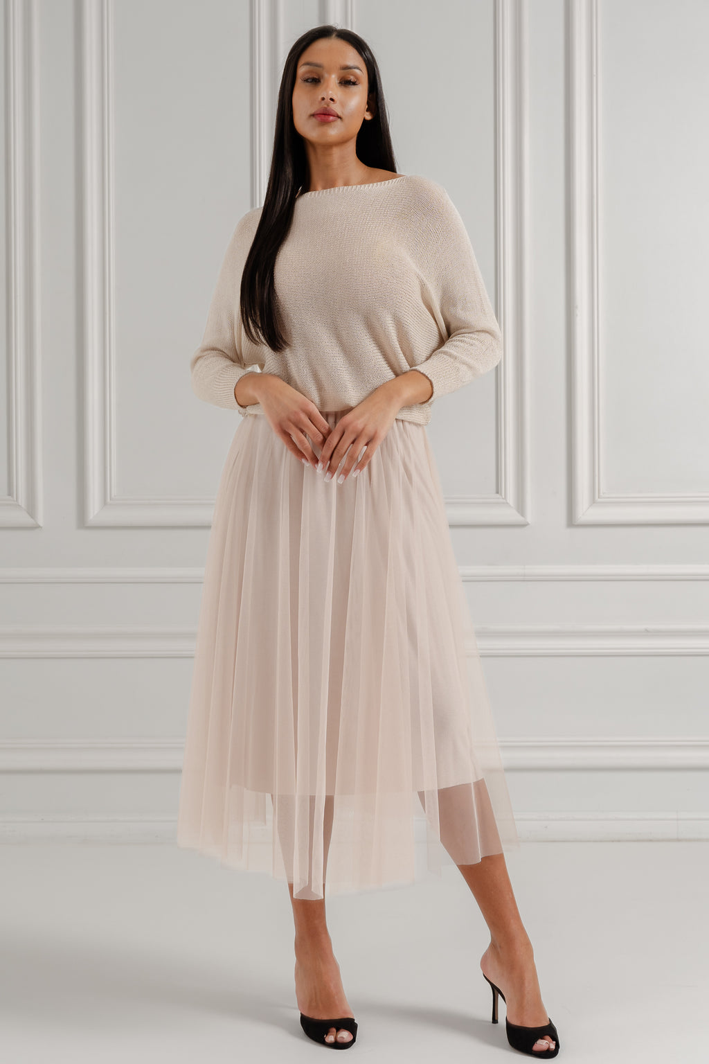 Sweter z kokardką na plecach- Beżowy / Uniwersalny