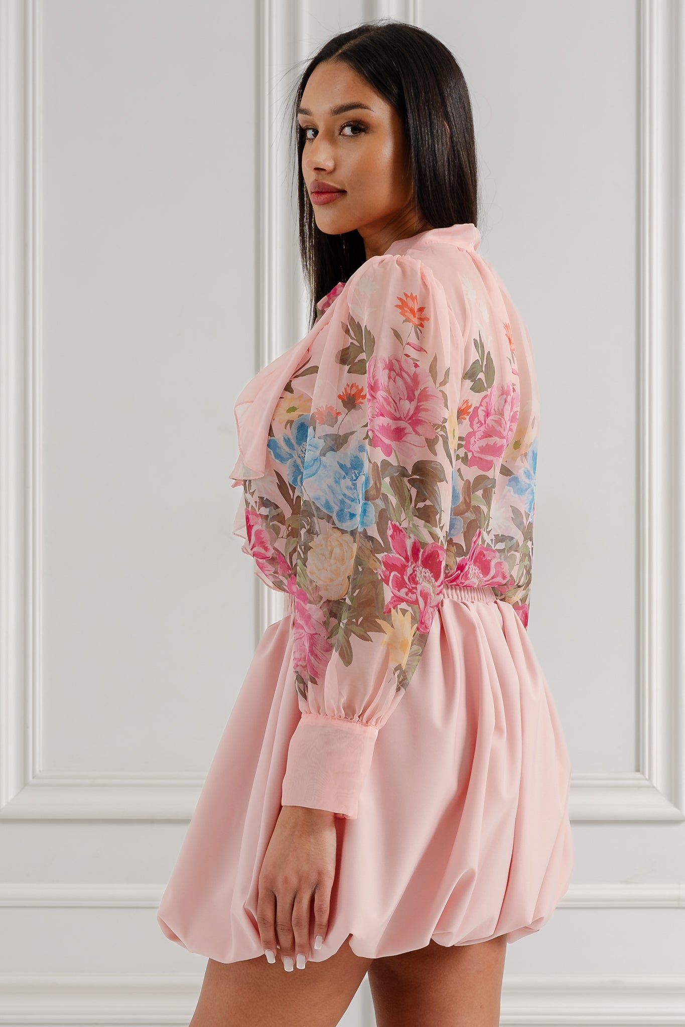 Plisowana spódnica z marszczeniem- Beżowy / Uniwersalny