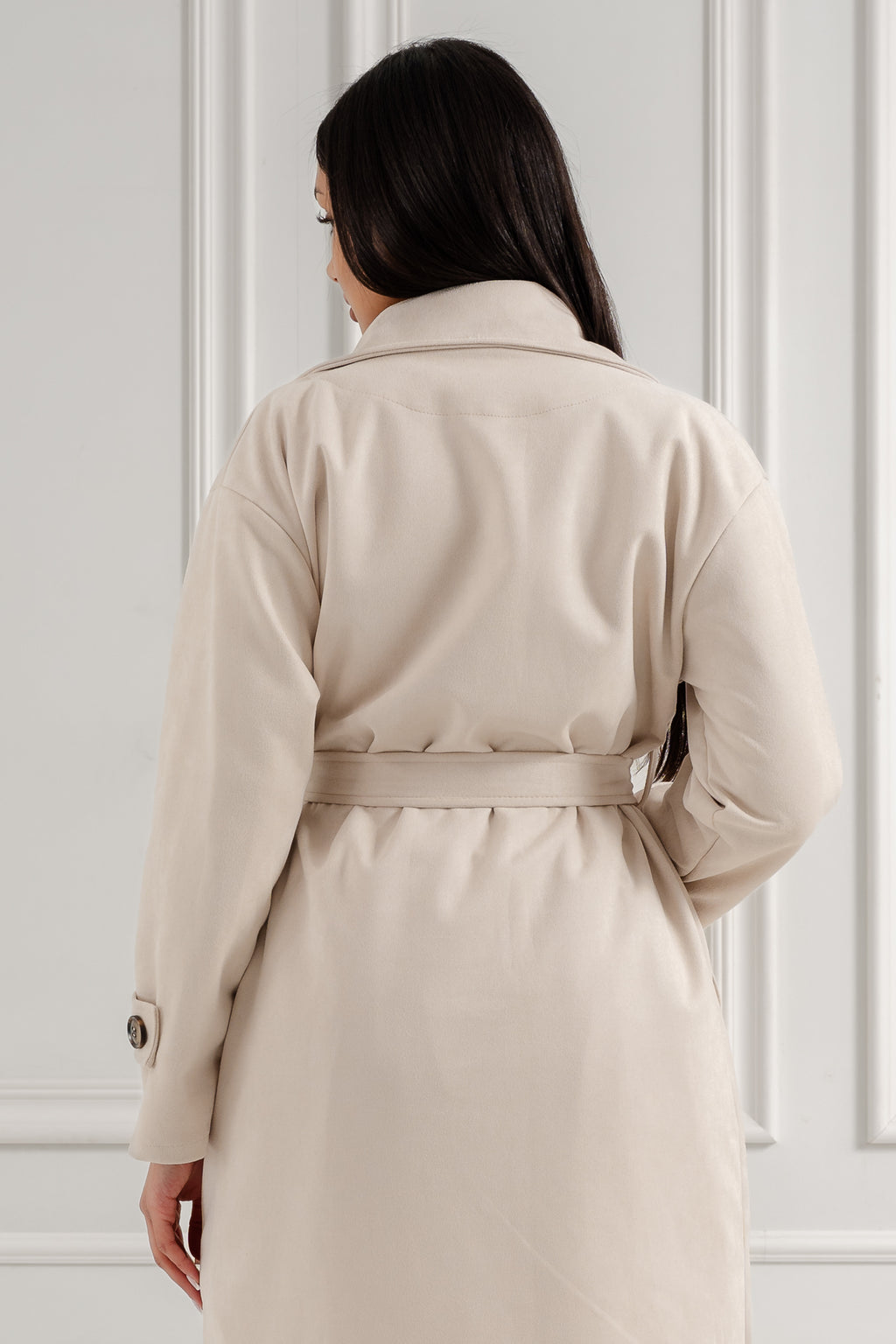 Klasyczny płaszcz z wiązaniem- Beżowy / Uniwersalny