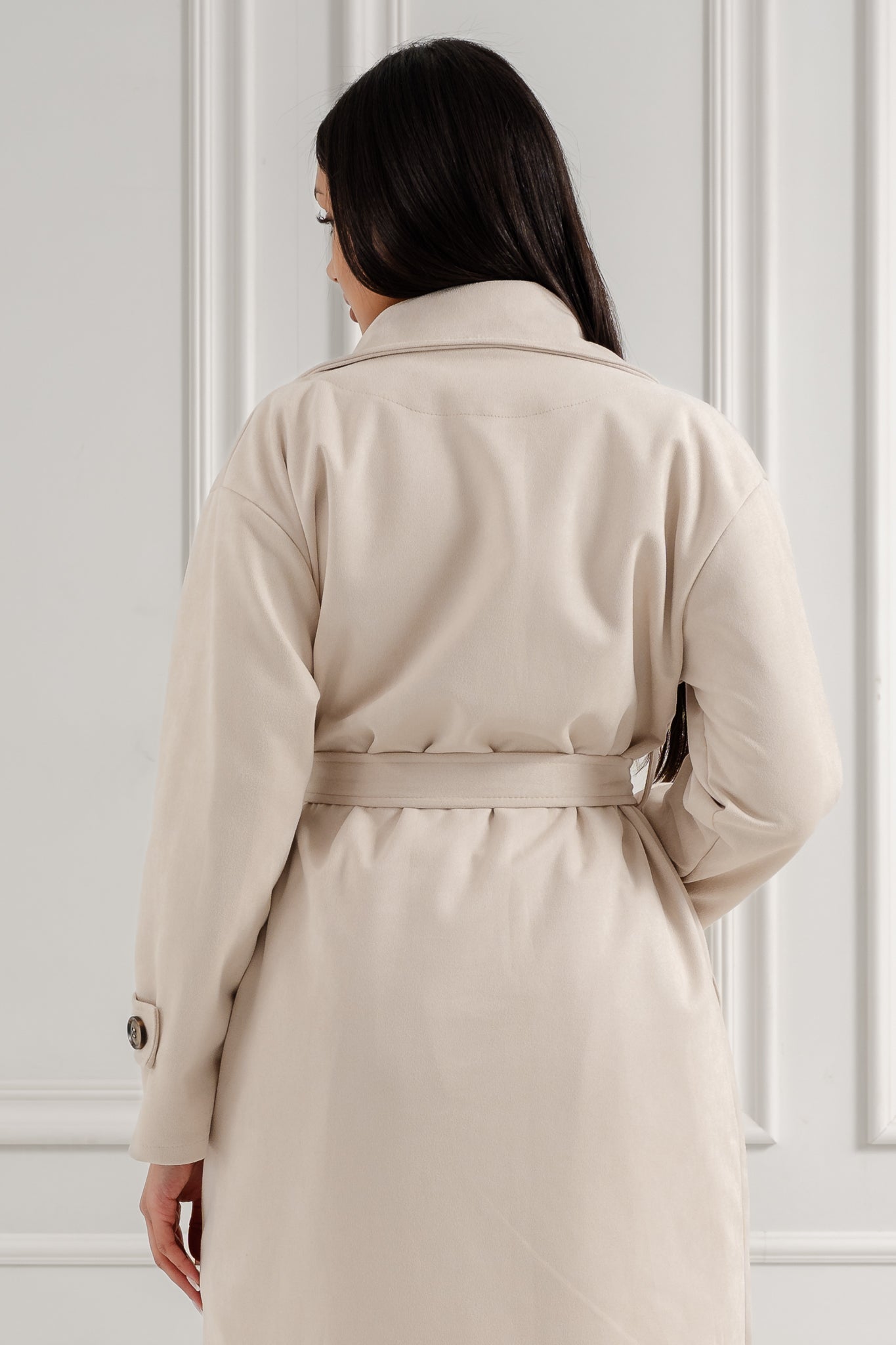 Klasyczny płaszcz z wiązaniem- Beżowy / Uniwersalny