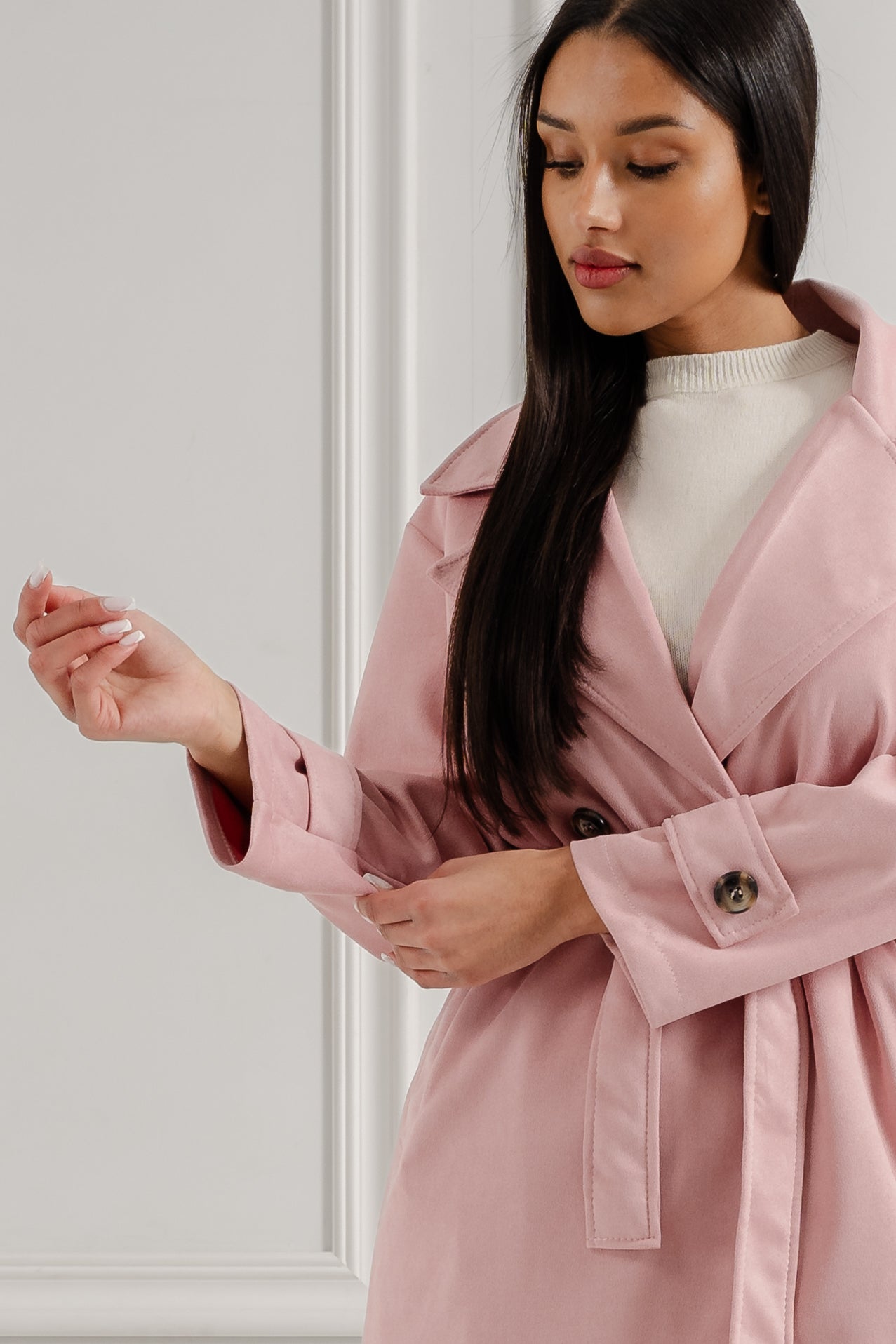 Klasyczny płaszcz z wiązaniem- Beżowy / Uniwersalny