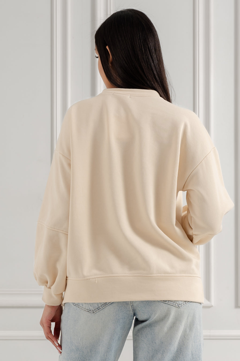 Bluza oversize z napisem "Paris"- Beżowy / Uniwersalny