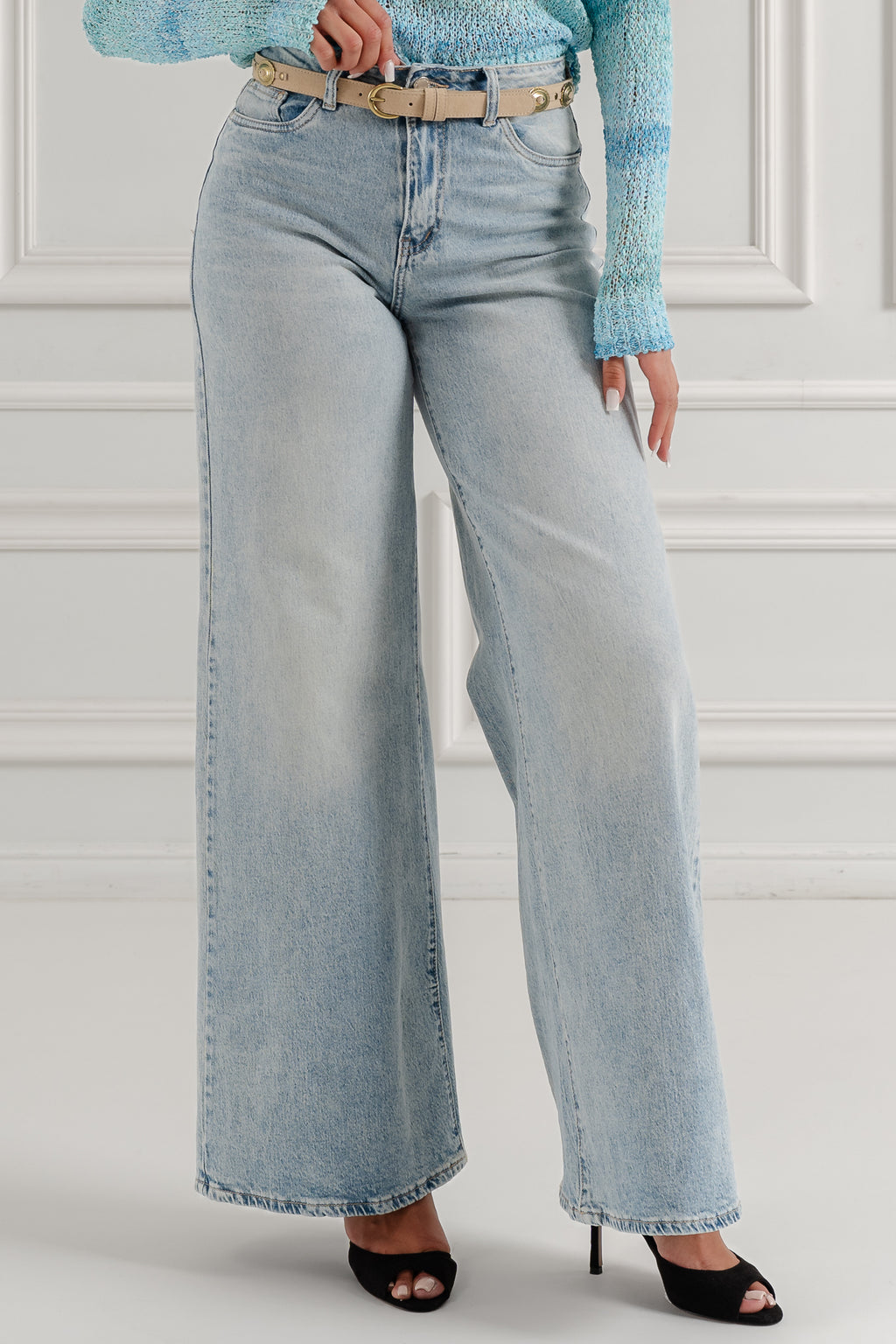 Jeansy wide leg- Jasnoniebieski / S