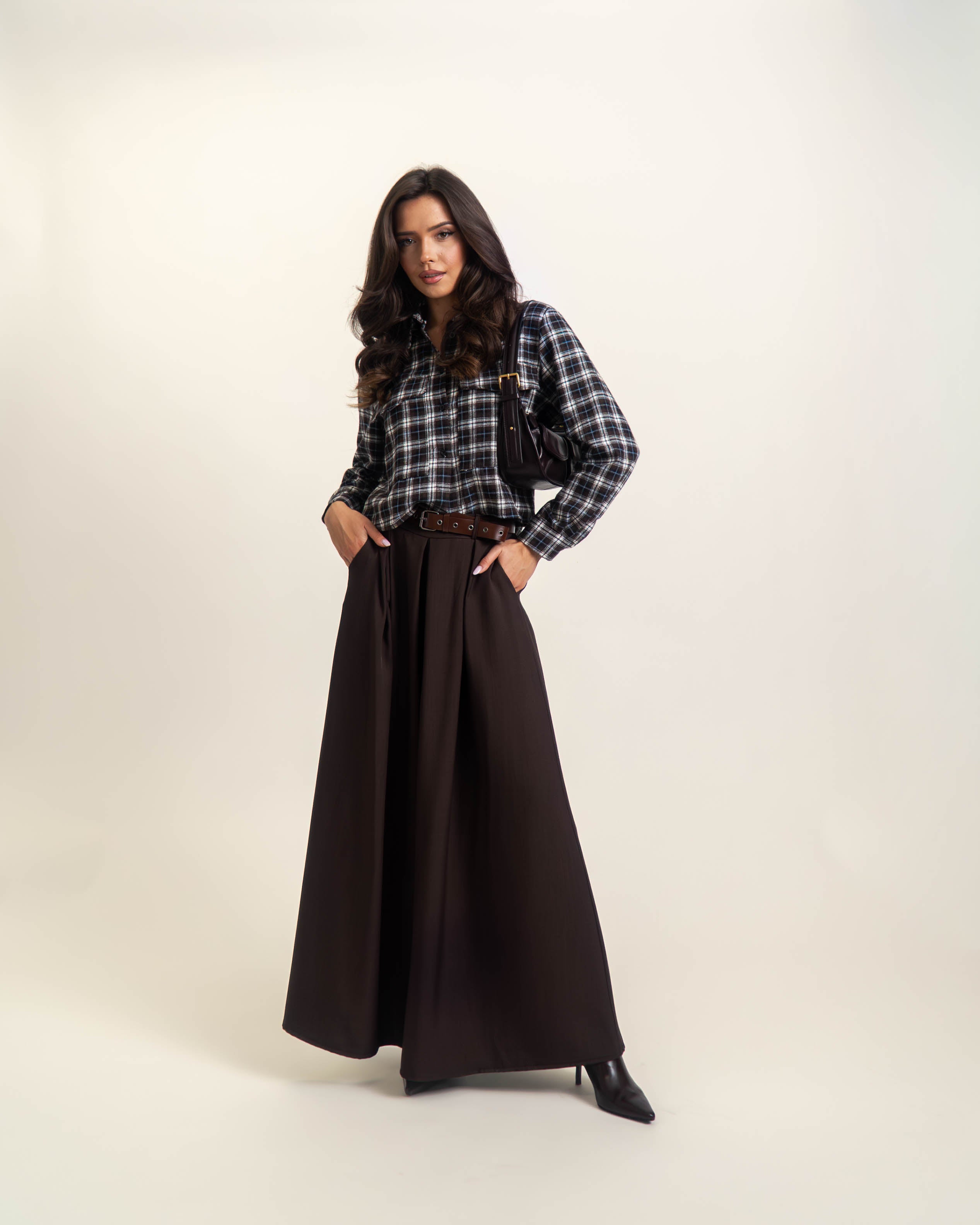 SPODNIE Z SZEROKĄ NOGAWKĄ