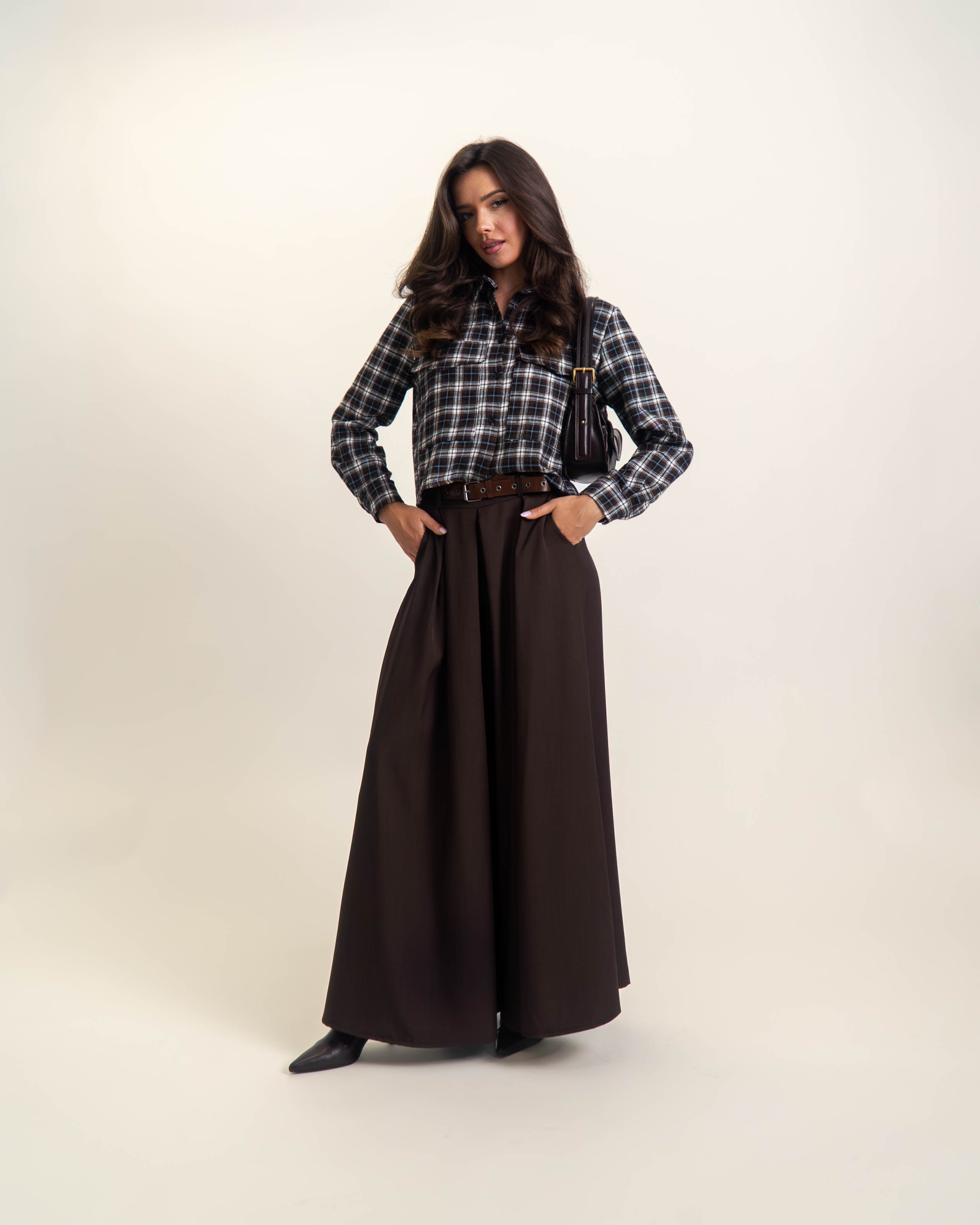 SPODNIE Z SZEROKĄ NOGAWKĄ