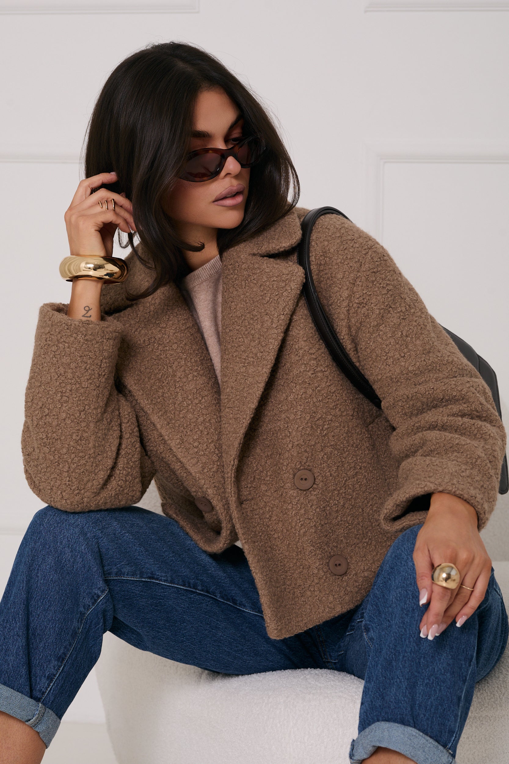 KURTKA Z BUKLI Z DWURZĘDOWYM ZAPIĘCIEM