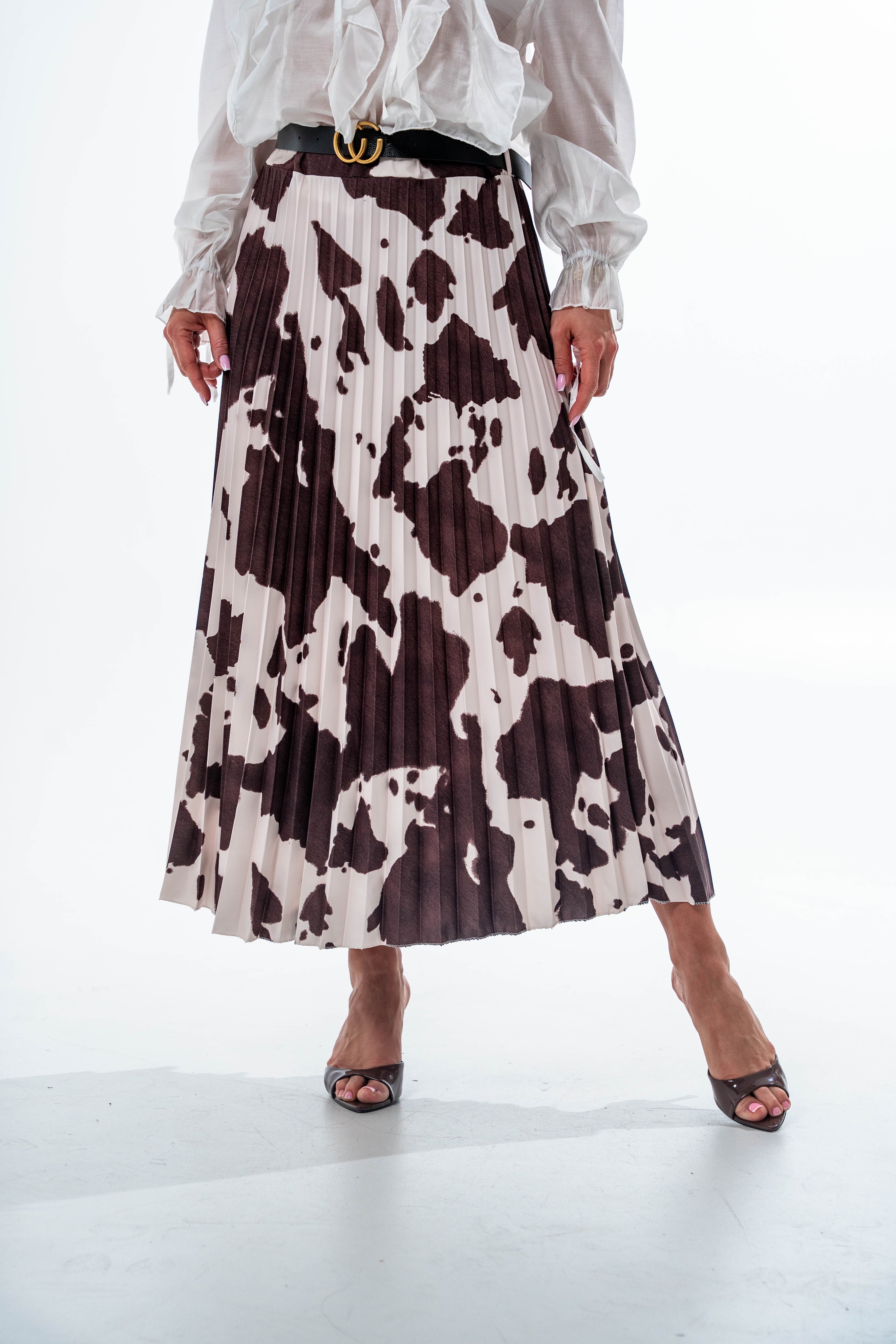 PLISOWANA SPÓDNICA COW PRINT- Zwierzęcy print / Uniwersalny