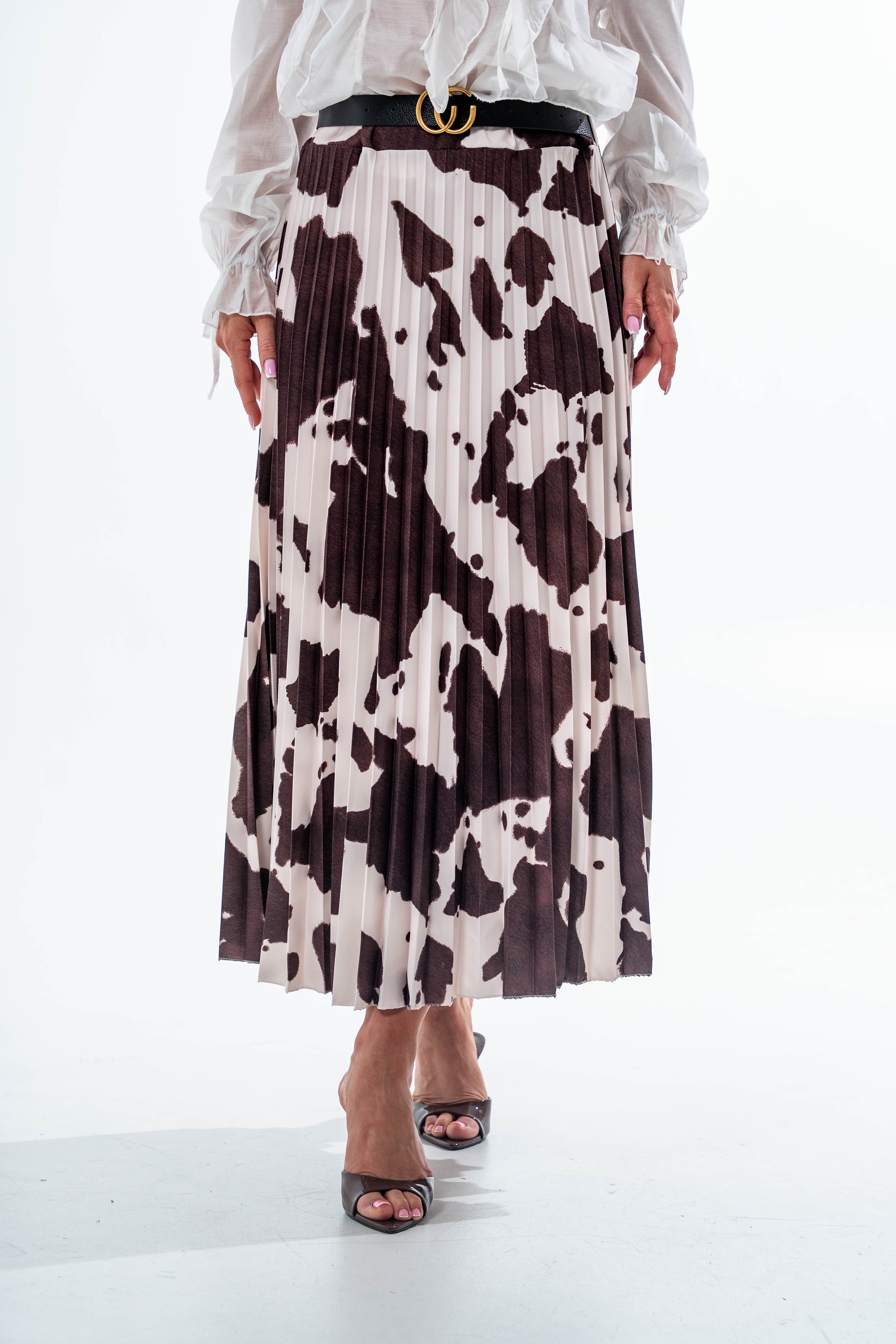 PLISOWANA SPÓDNICA COW PRINT- Zwierzęcy print / Uniwersalny