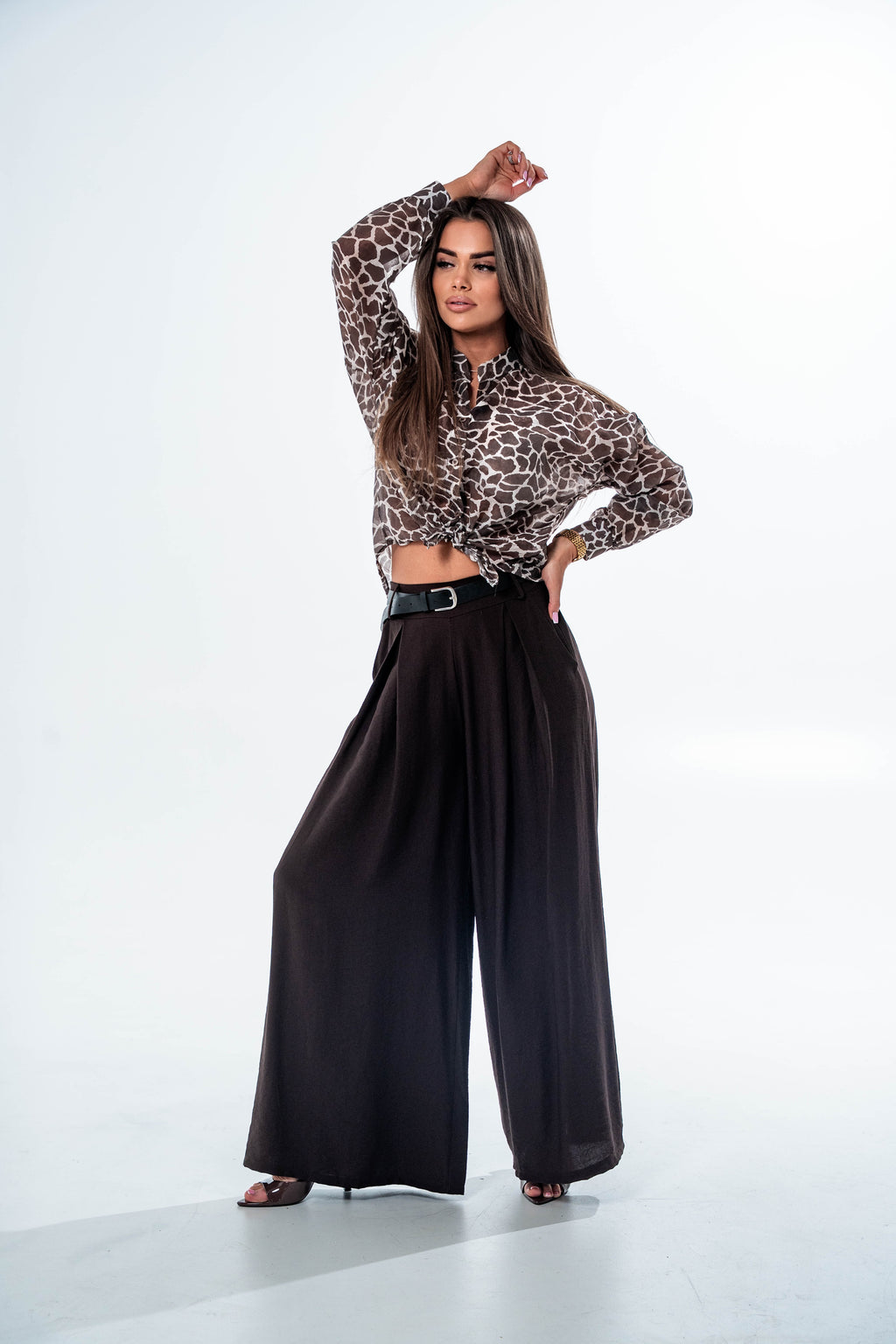 SPODNIE PALAZZO LUNA- Brązowy / Uniwersalny