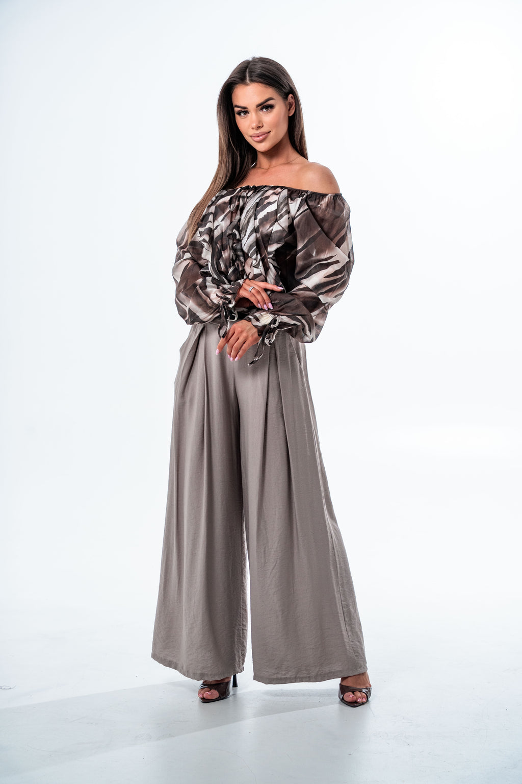 SPODNIE PALAZZO LUNA- Fango / Uniwersalny