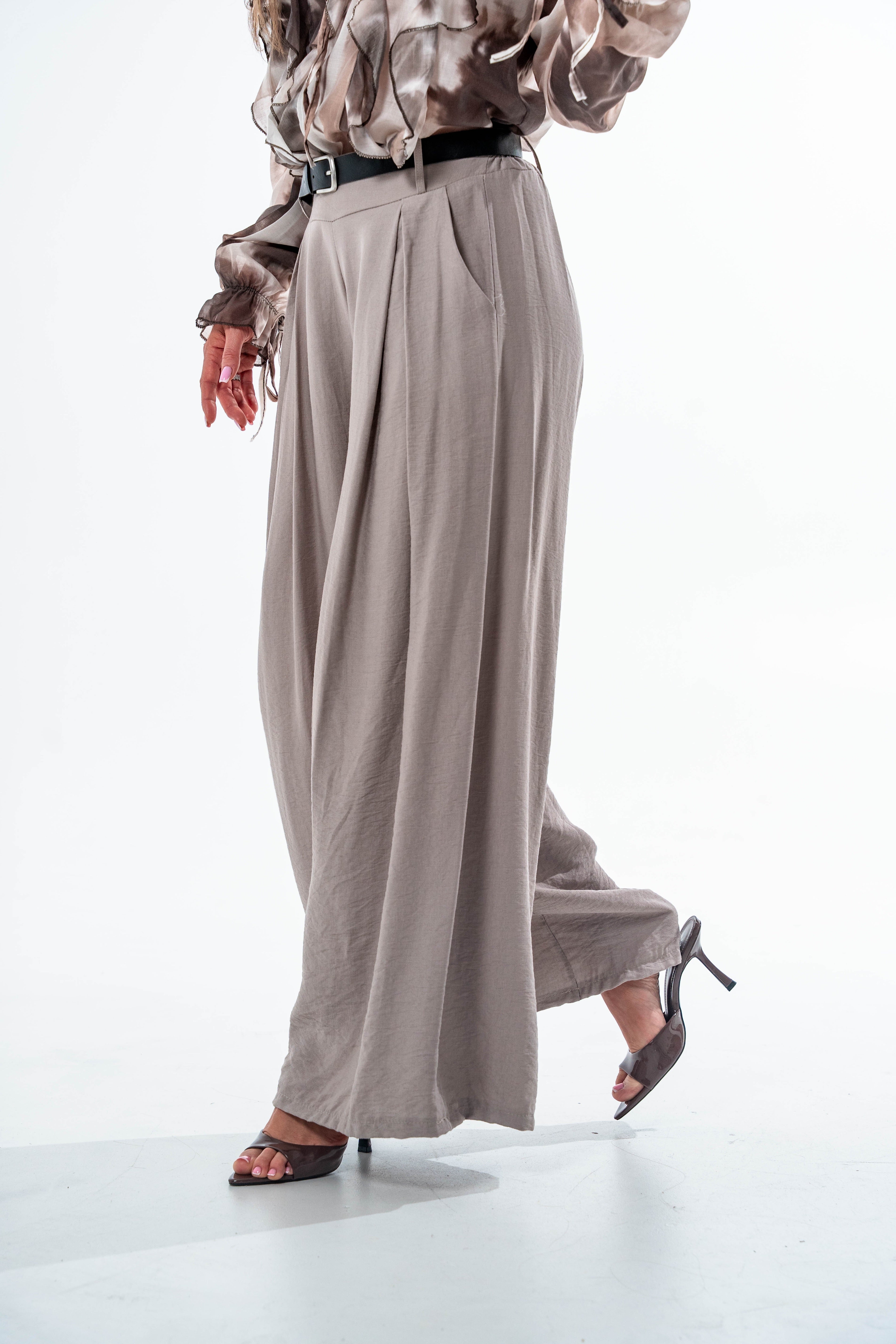 SPODNIE PALAZZO LUNA- Brązowy / Uniwersalny