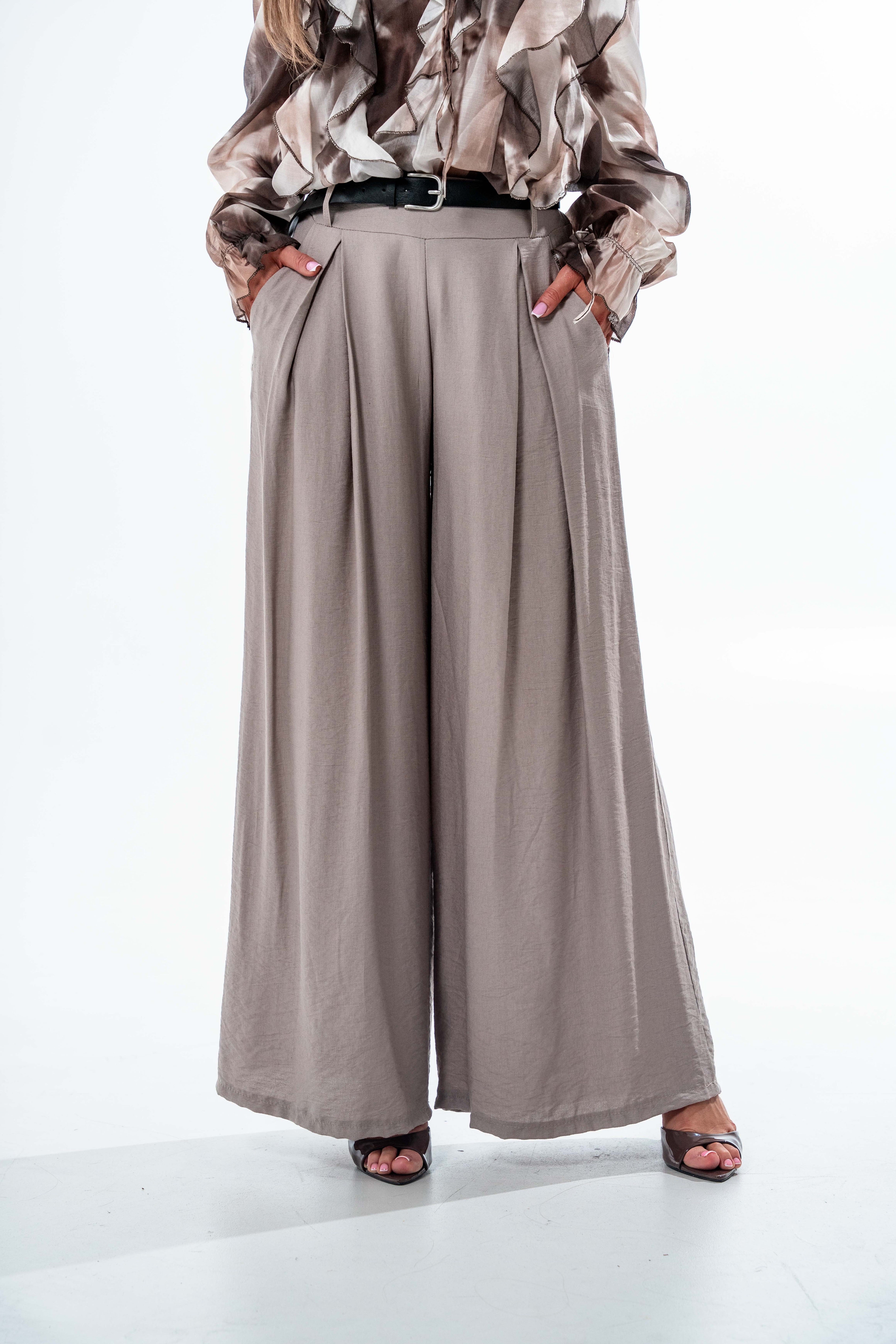 SPODNIE PALAZZO LUNA- Brązowy / Uniwersalny