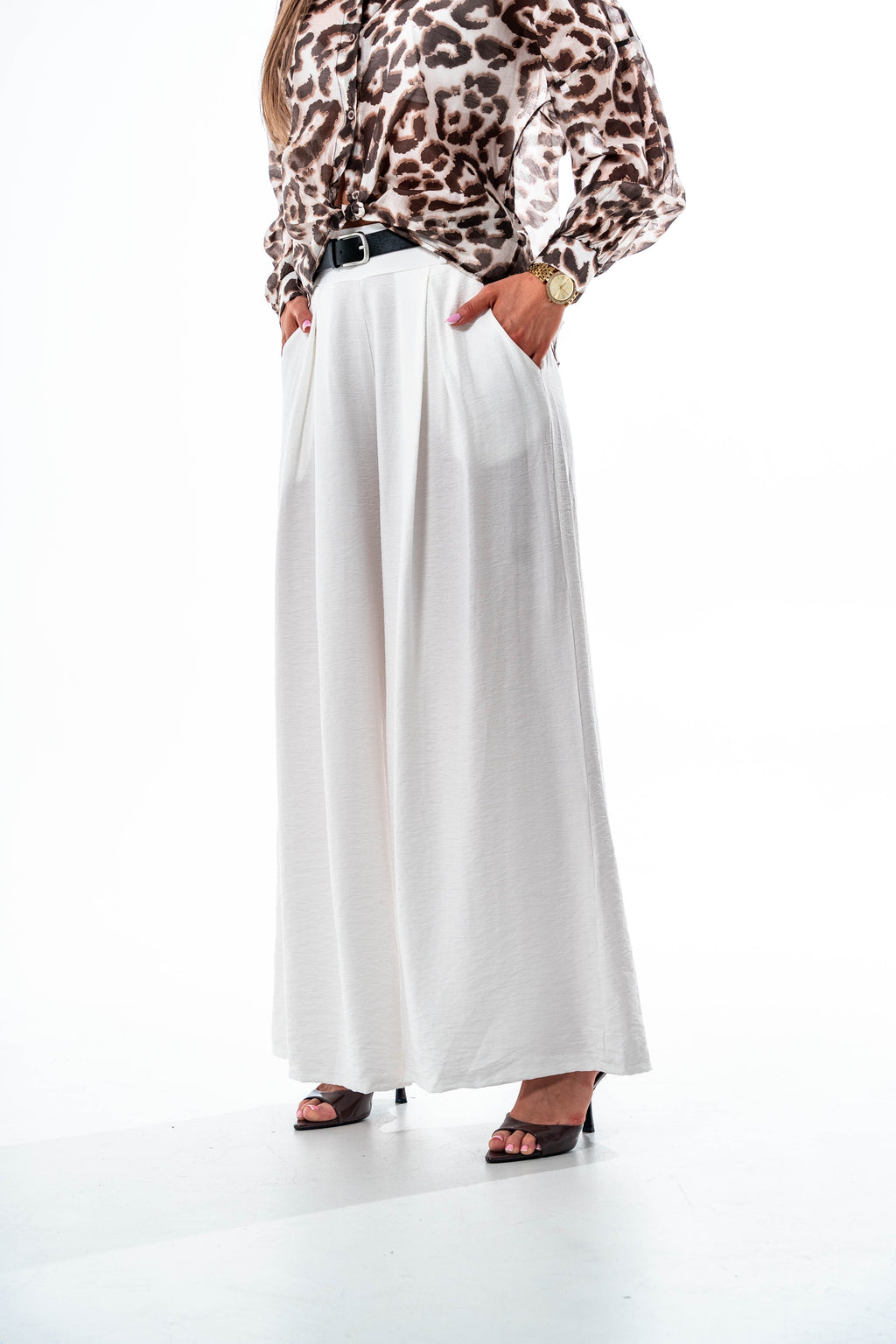 SPODNIE PALAZZO LUNA- Brązowy / Uniwersalny