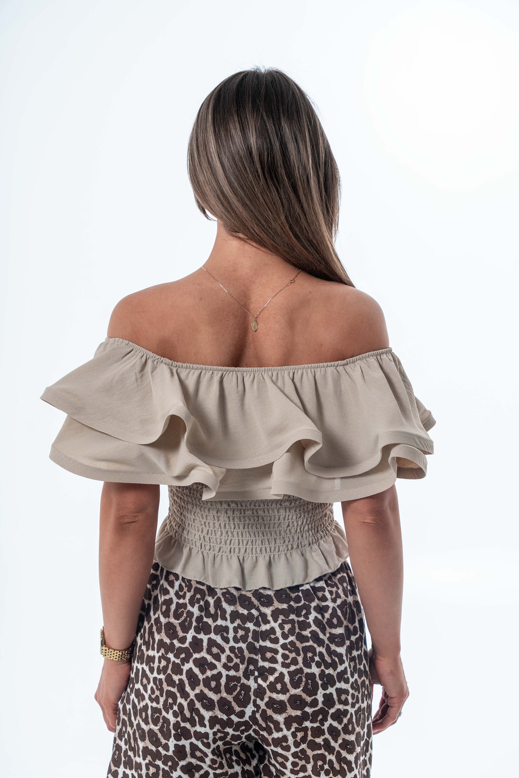 T-SHIRT WAVE Z APLIKACJĄ 3D- Brązowy / Uniwersalny