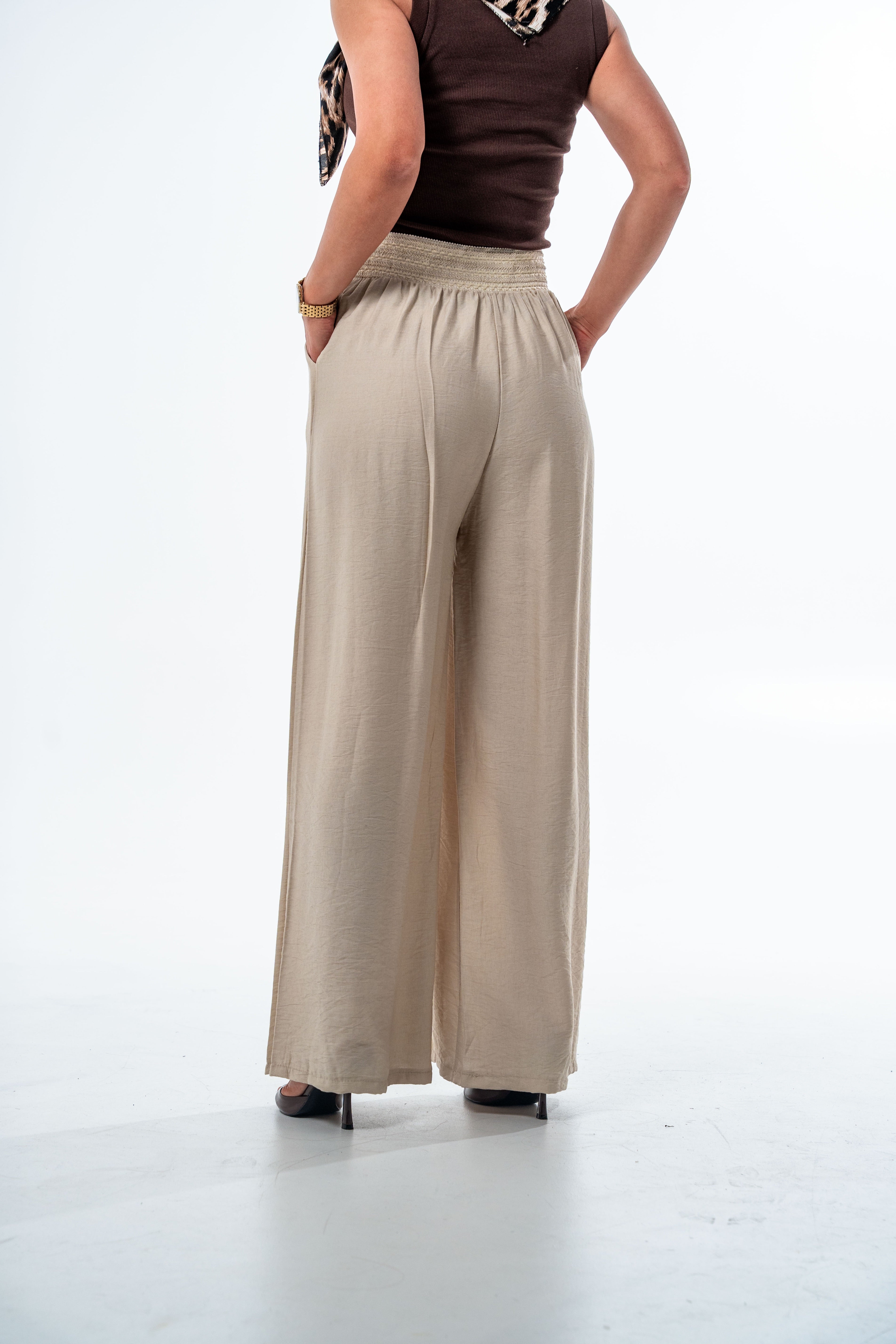 SPODNIE AYLA W KLIMACIE BOHO- Fango / Uniwersalny