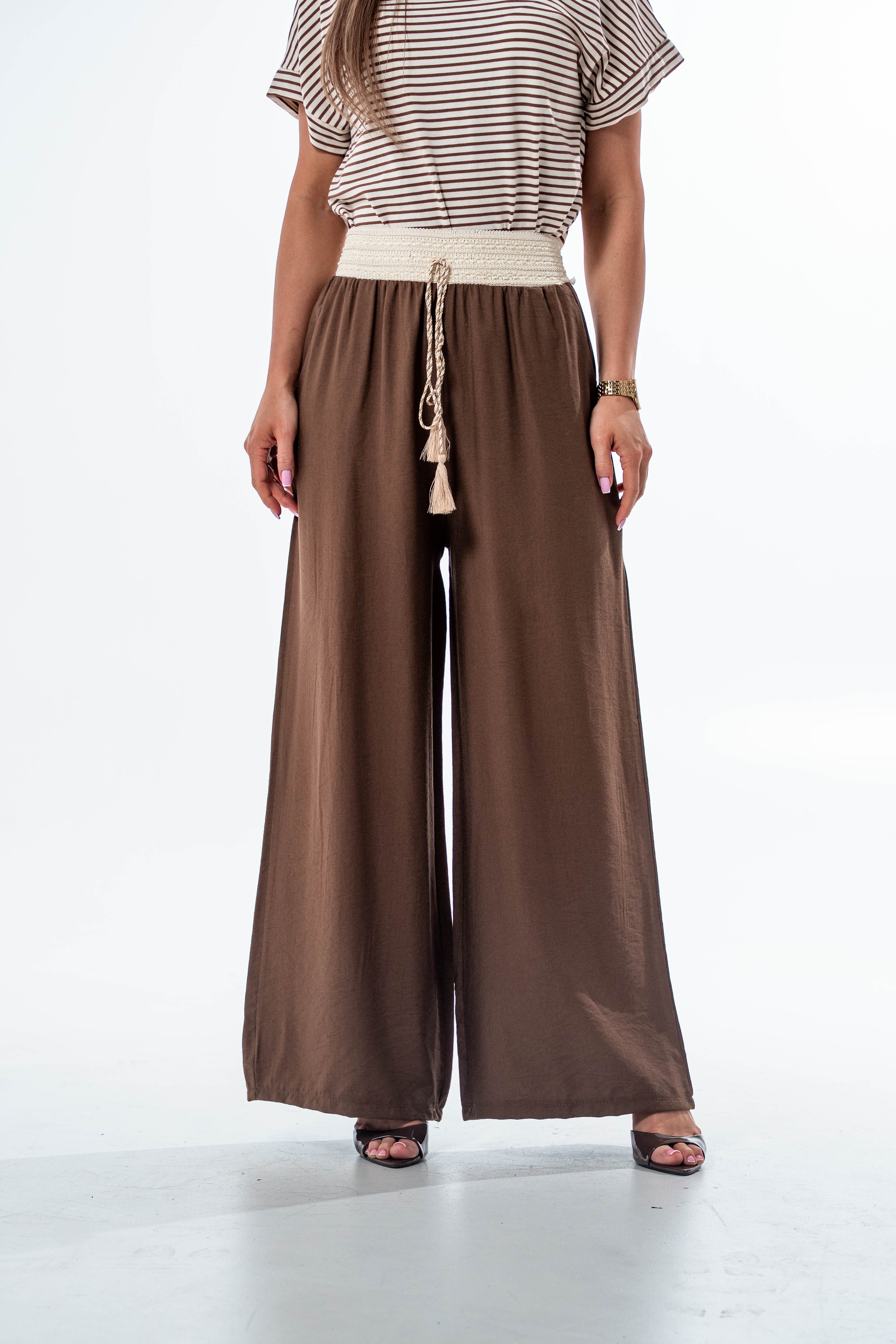 SPODNIE AYLA W KLIMACIE BOHO- Fango / Uniwersalny