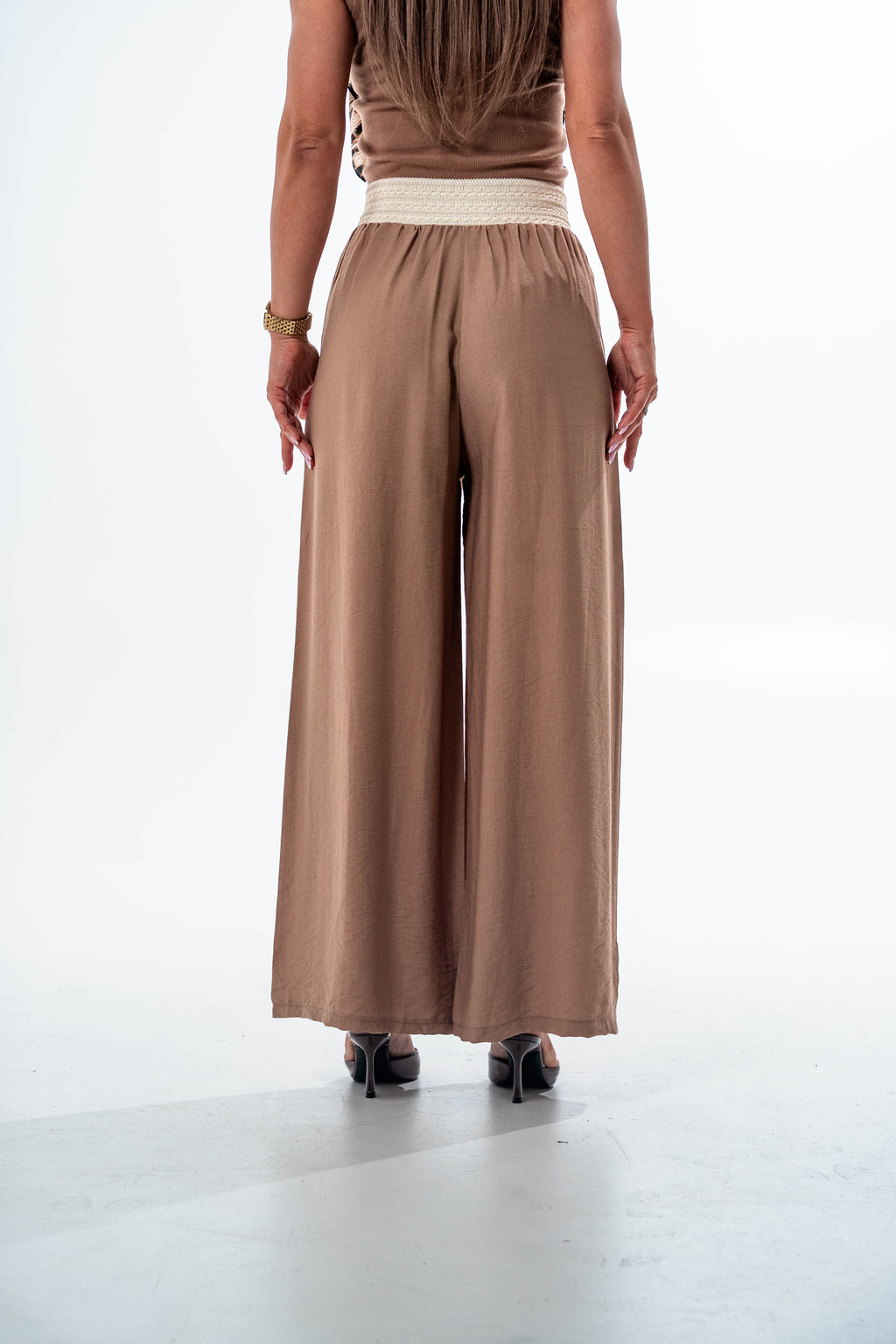 SPODNIE AYLA W KLIMACIE BOHO- Fango / Uniwersalny