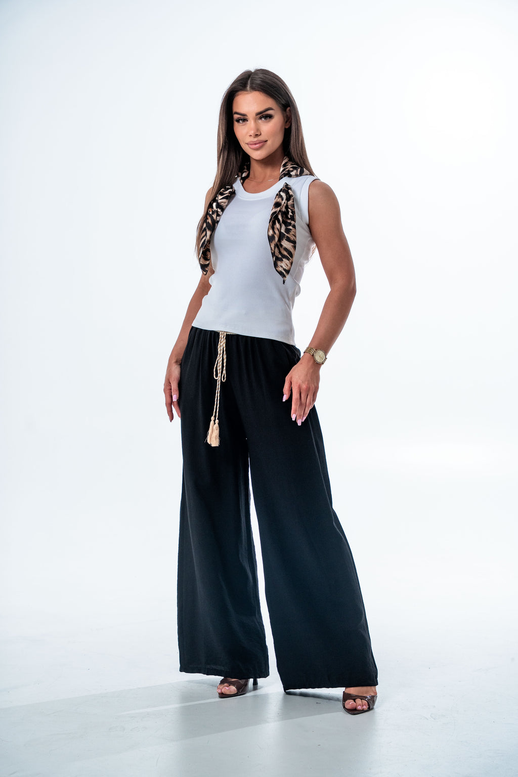 SPODNIE AYLA W KLIMACIE BOHO- Czarny / Uniwersalny