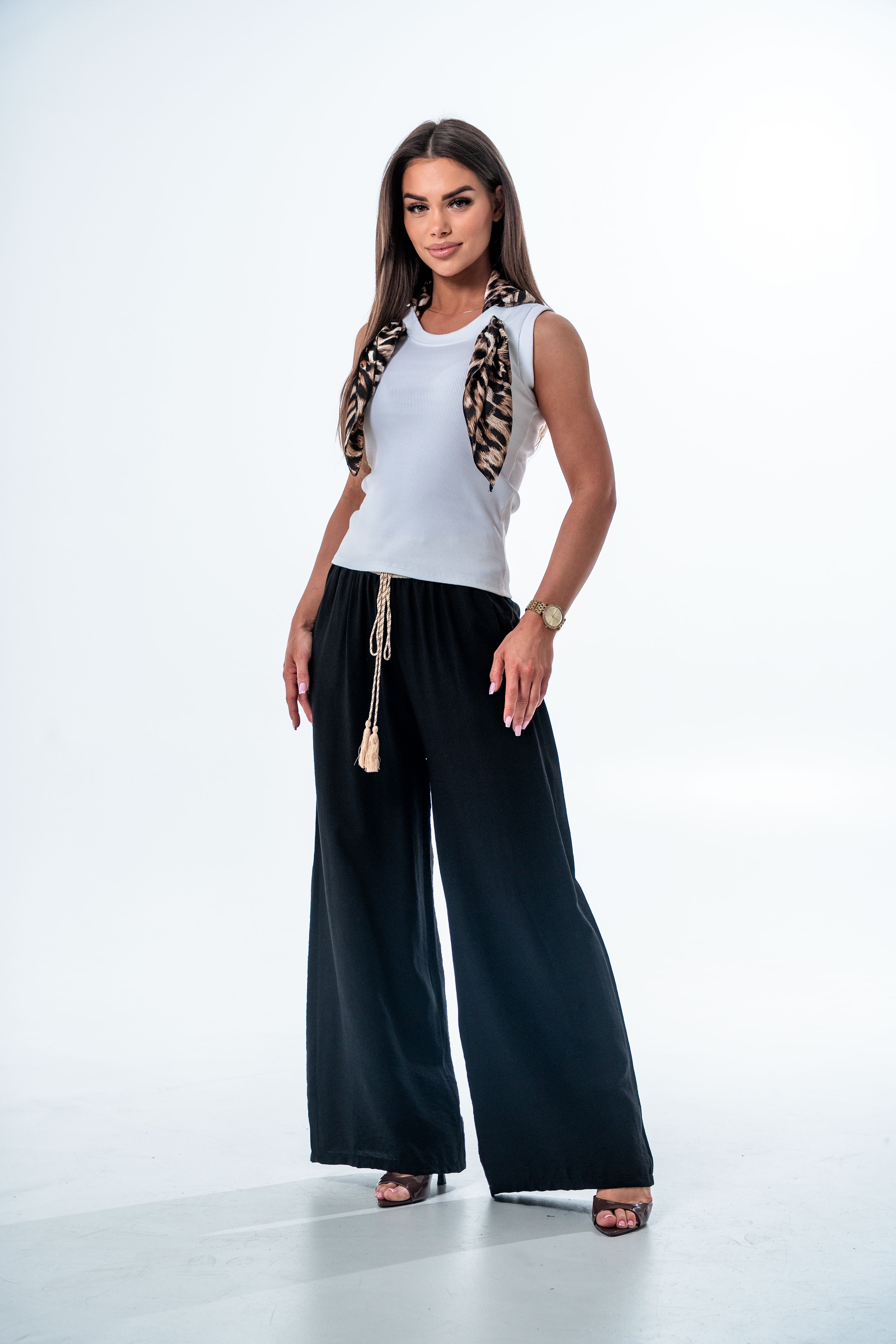 SPODNIE AYLA W KLIMACIE BOHO- Czarny / Uniwersalny