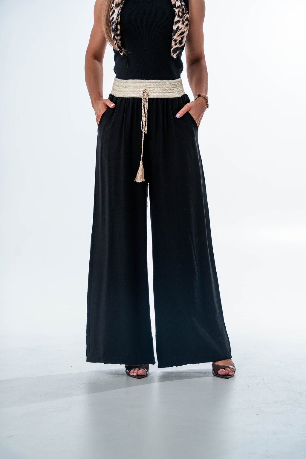 SPODNIE AYLA W KLIMACIE BOHO- Fango / Uniwersalny