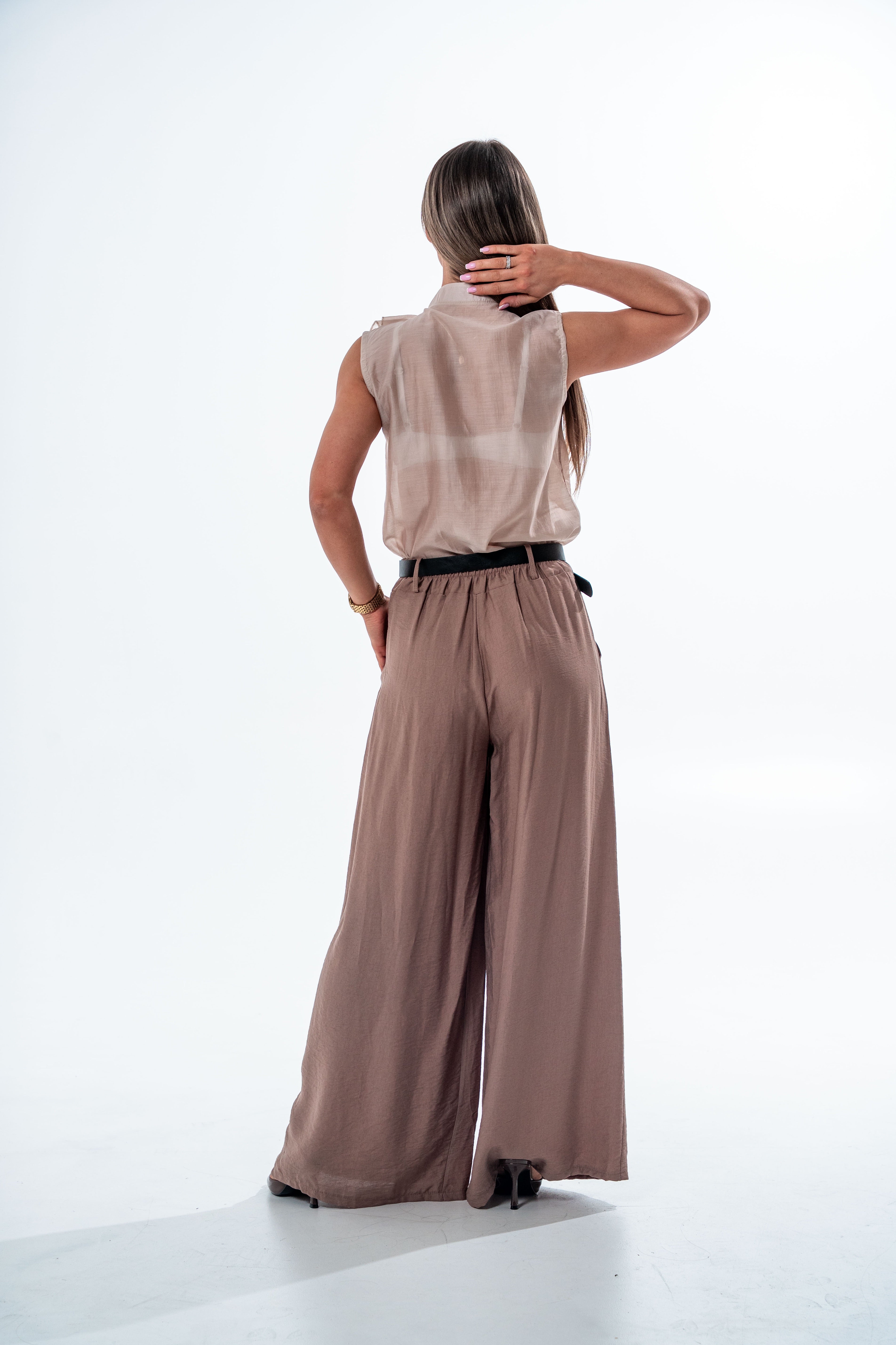 SPODNIE PALAZZO LUNA- Brązowy / Uniwersalny