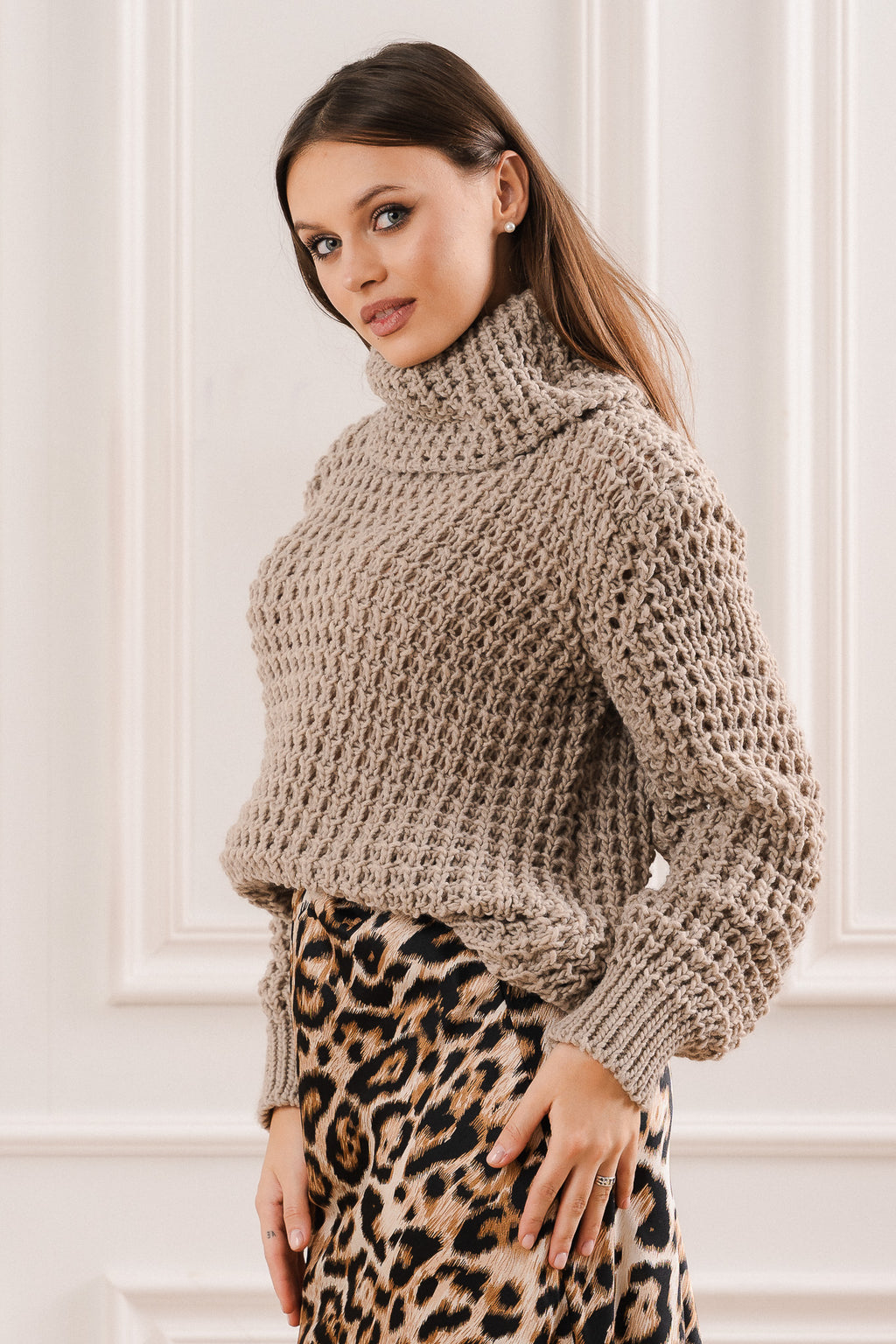 Sweter Chunky z Grubym Splotem- Czarny / Uniwersalny