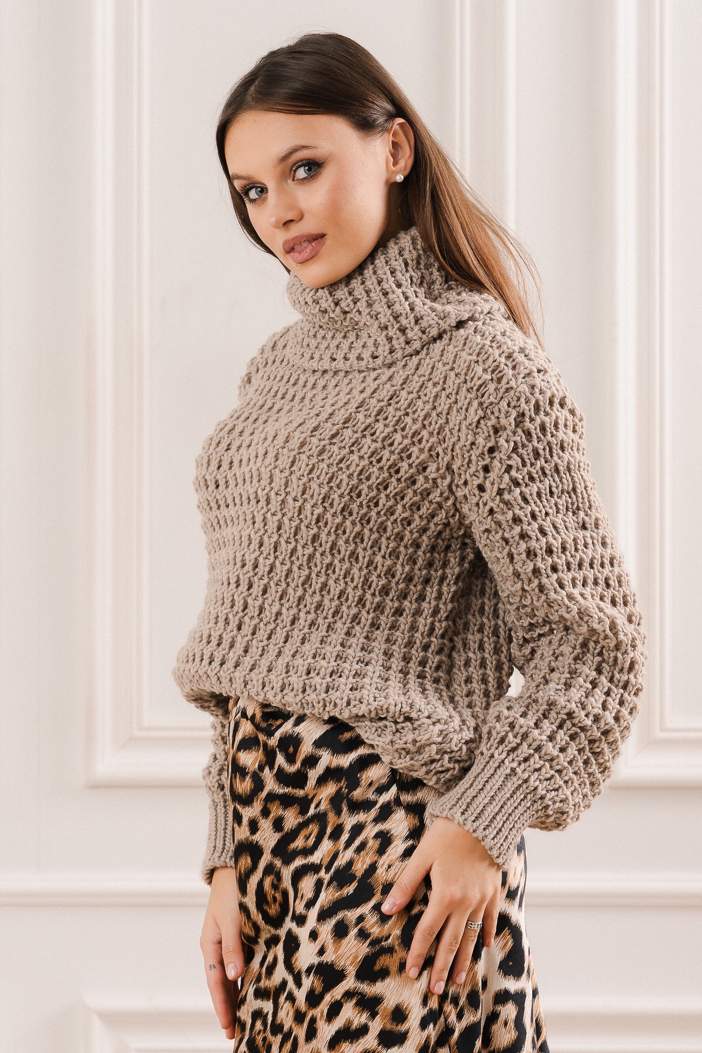 Sweter Chunky z Grubym Splotem- Czarny / Uniwersalny