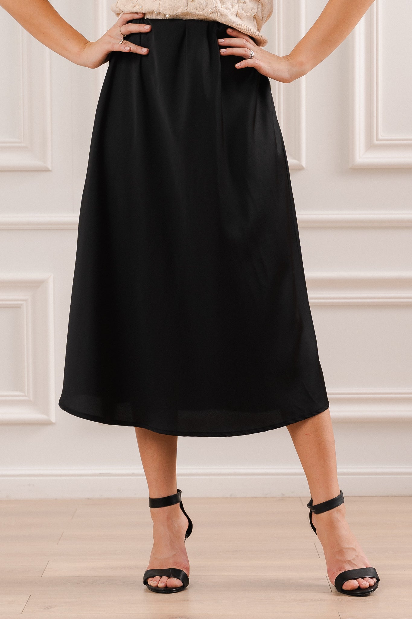 Satynowa Spódnica Midi- Bordowy / Uniwersalny