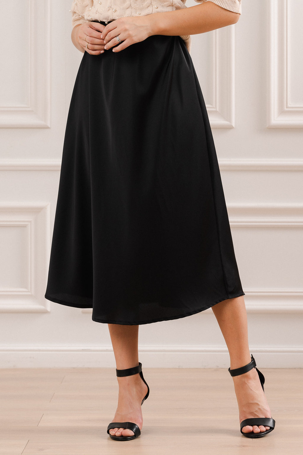 Satynowa Spódnica Midi- Bordowy / Uniwersalny