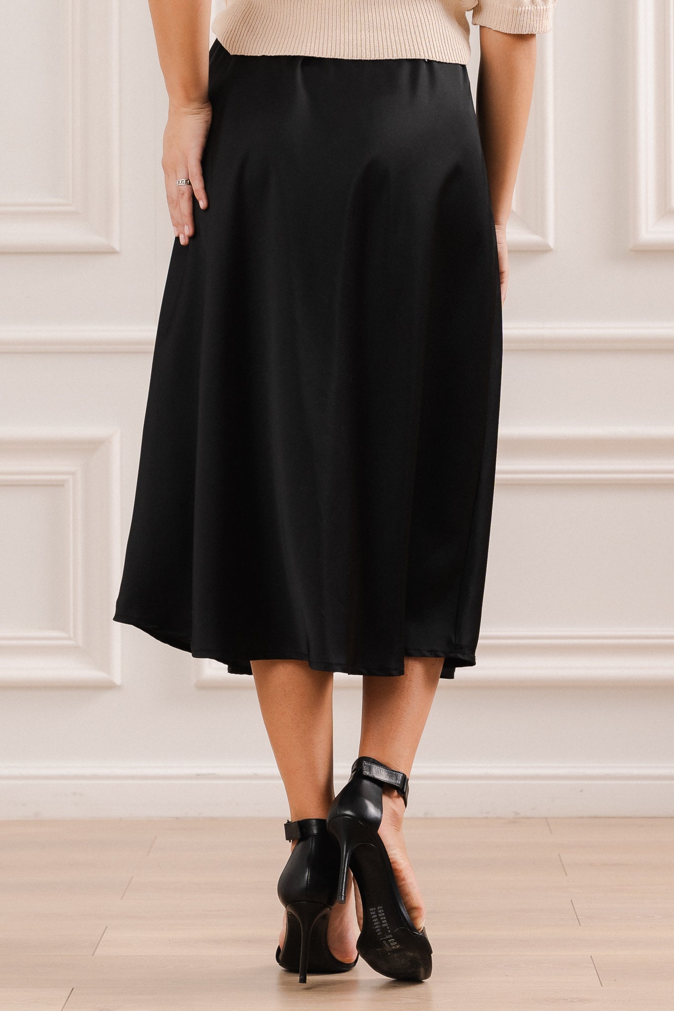 Satynowa Spódnica Midi- Bordowy / Uniwersalny