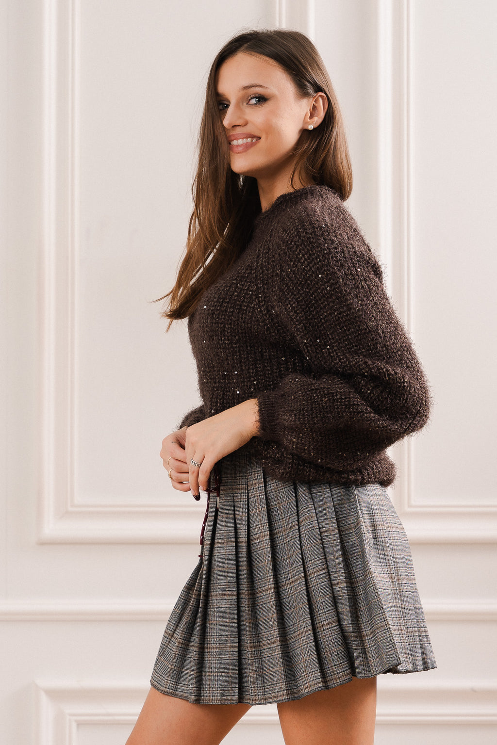 Sweter z Subtelnym Błyskiem- Czerwony / Uniwersalny