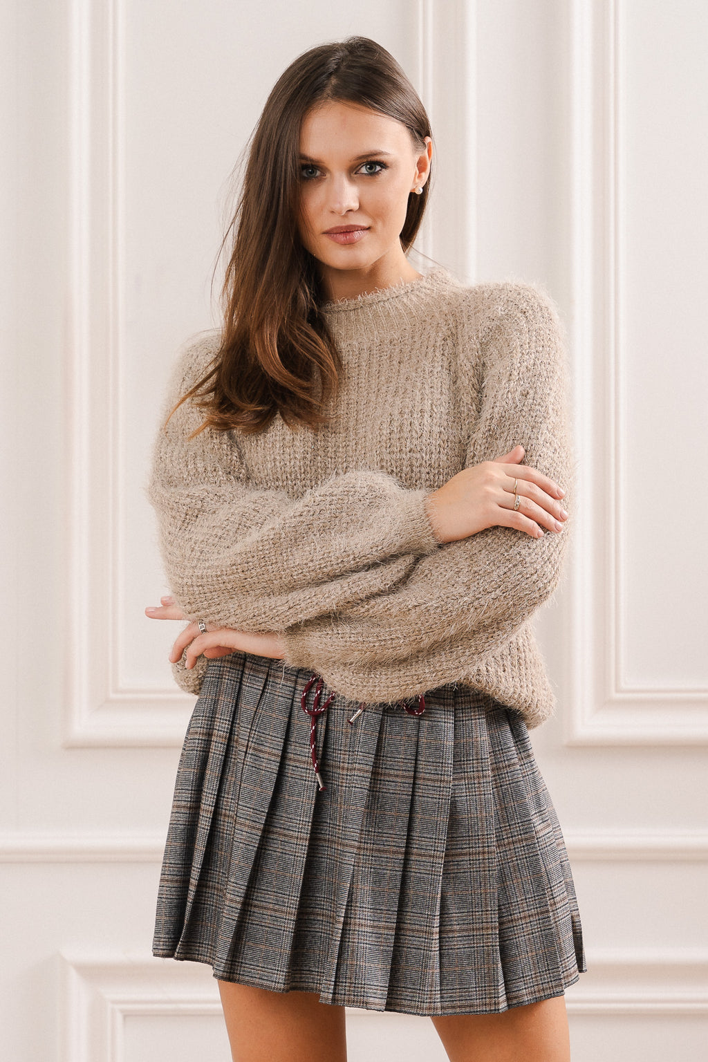 Sweter z Subtelnym Błyskiem- Czerwony / Uniwersalny