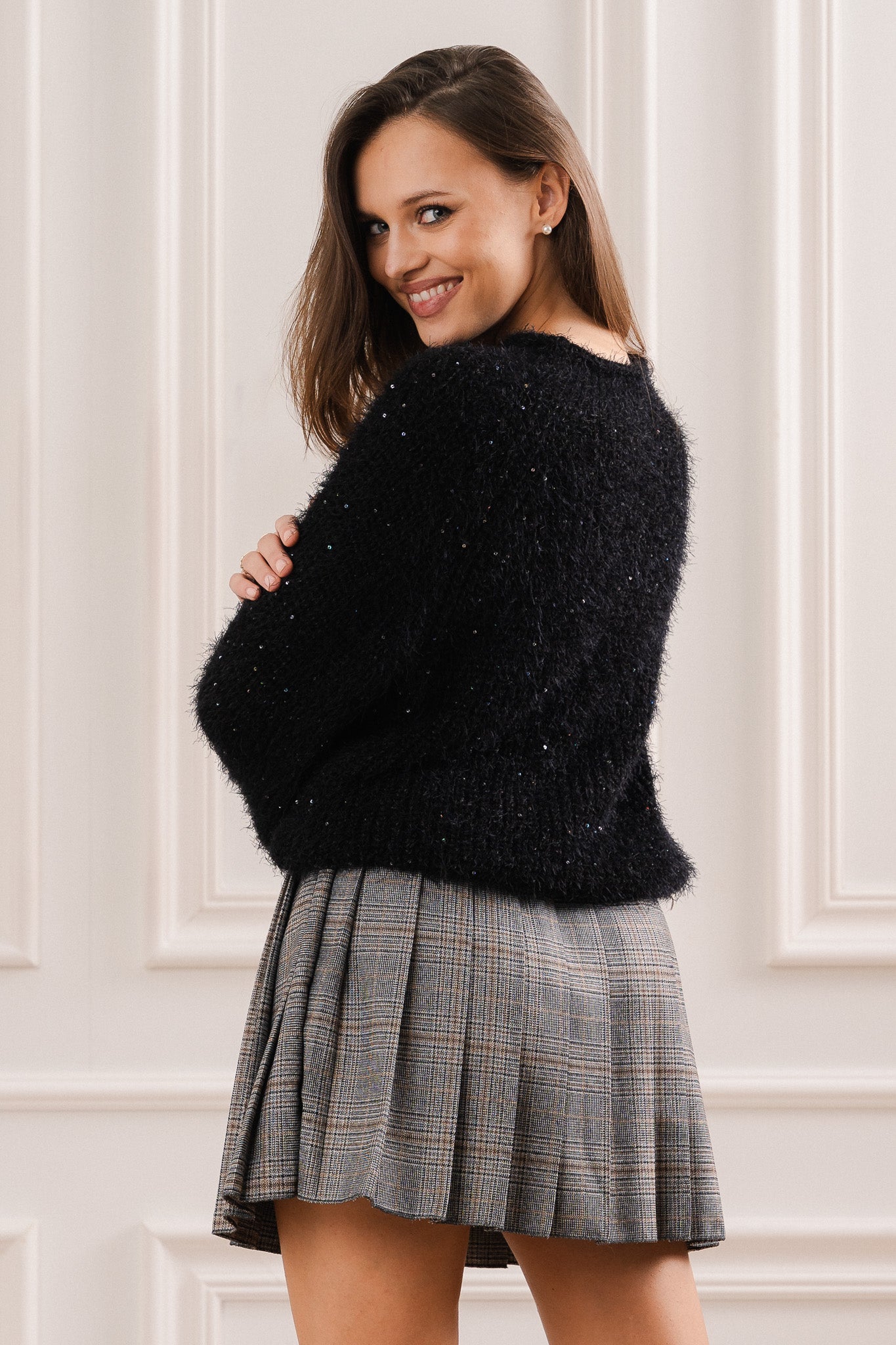 Sweter z Subtelnym Błyskiem- Czerwony / Uniwersalny