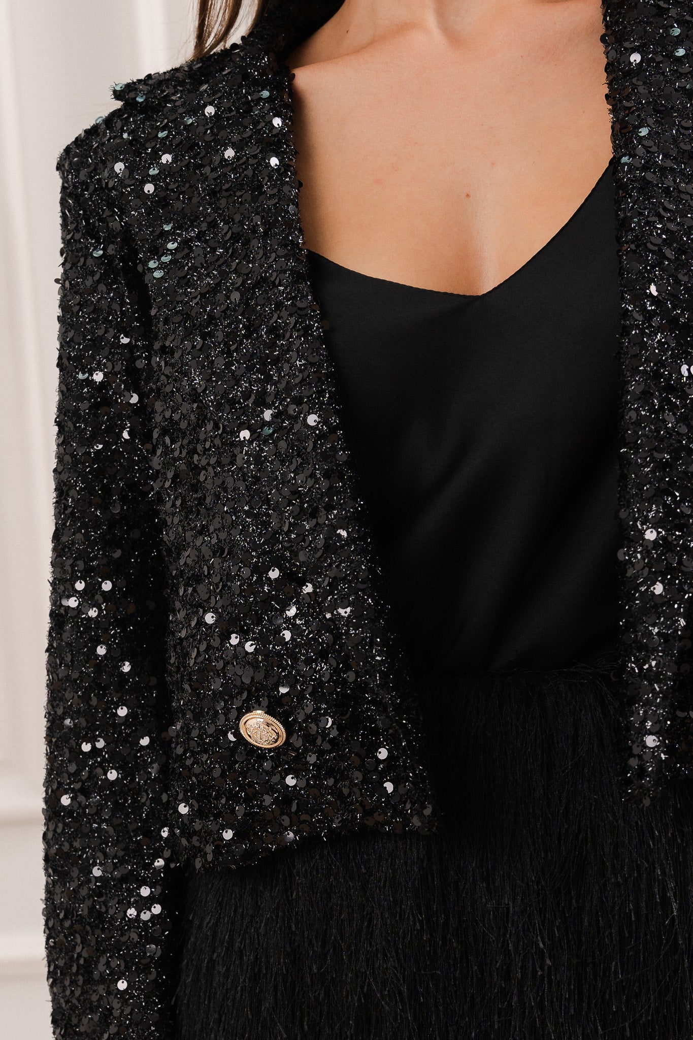 Marynarka z Cekinowym Błyskiem- Czarny / Uniwersalny