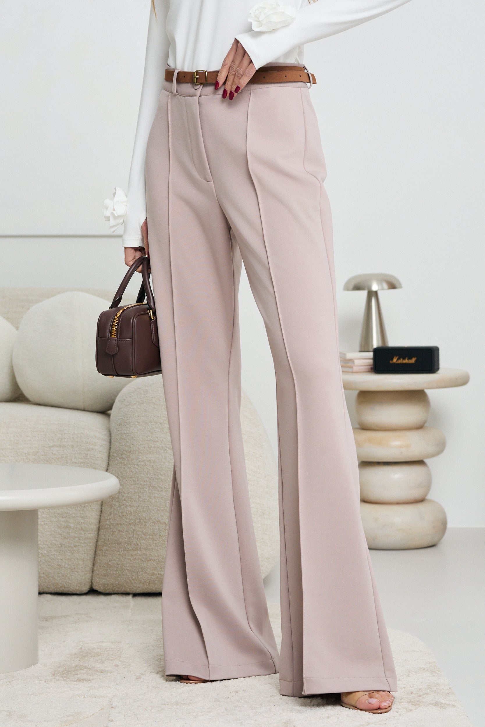 SPODNIE DZWONY Z PASKIEM