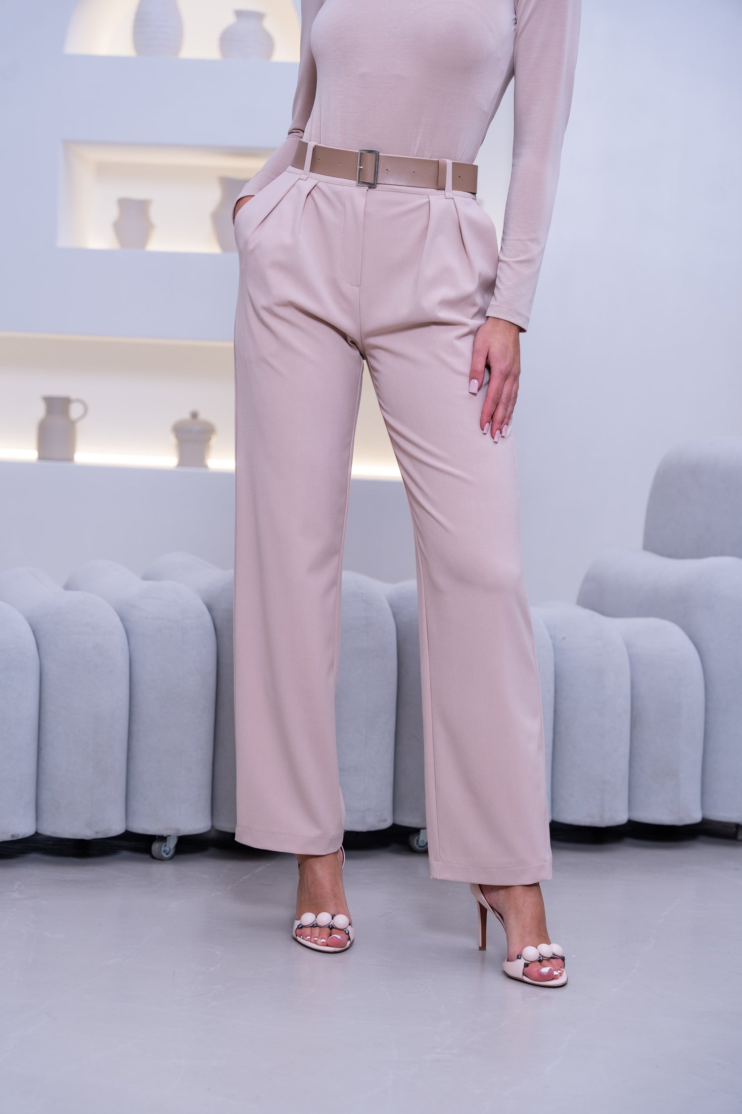 Eleganckie spodnie z wysokim stanem- Fango / S
