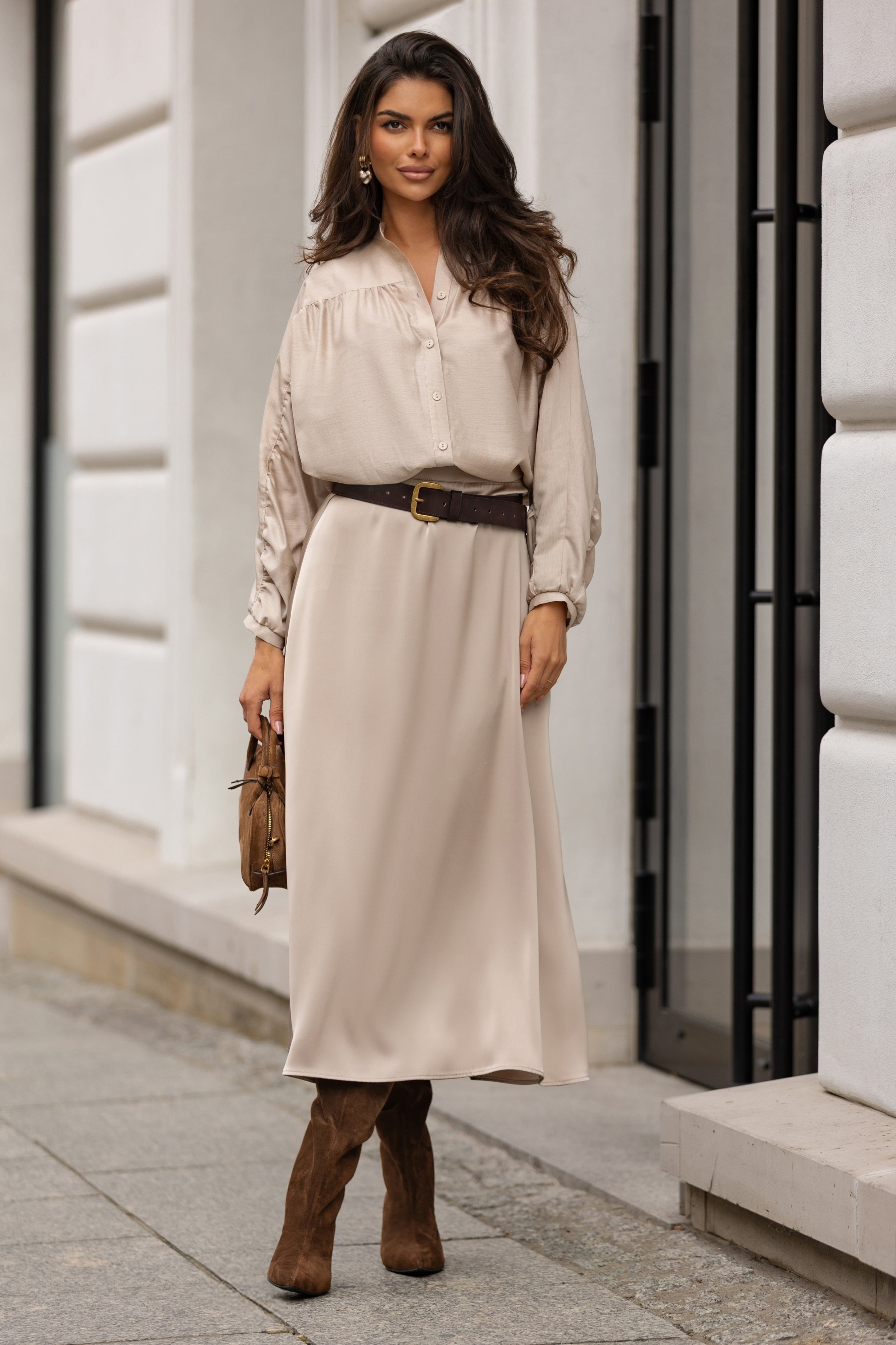 Bluzka z marszczeniami przy rękawach