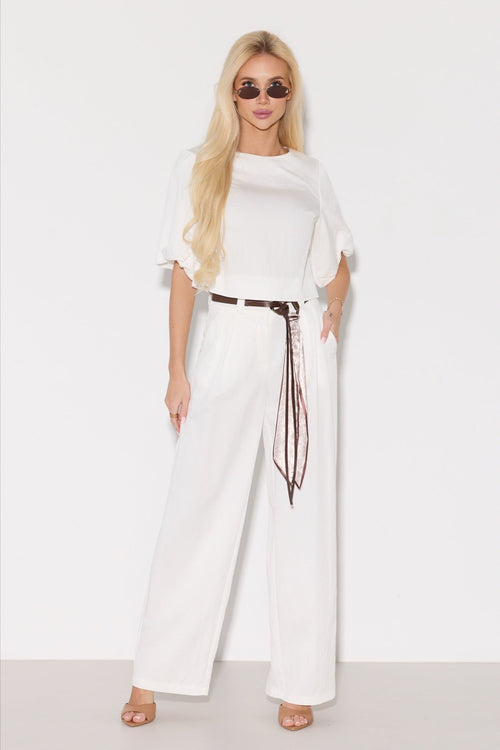 BIAŁY ELEGANCKI KOMPLET LALOUS- Biały / S