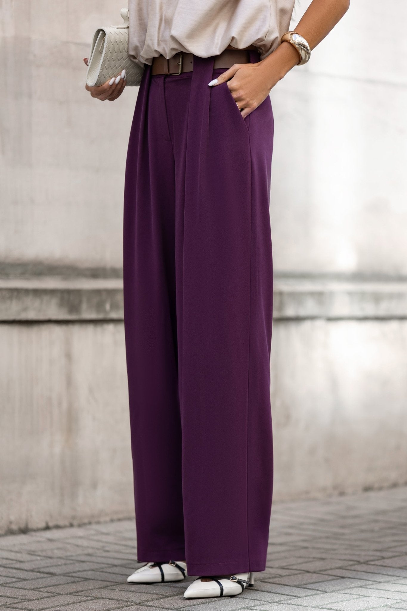 Eleganckie spodnie z paskiem - Misstica - LALOUS