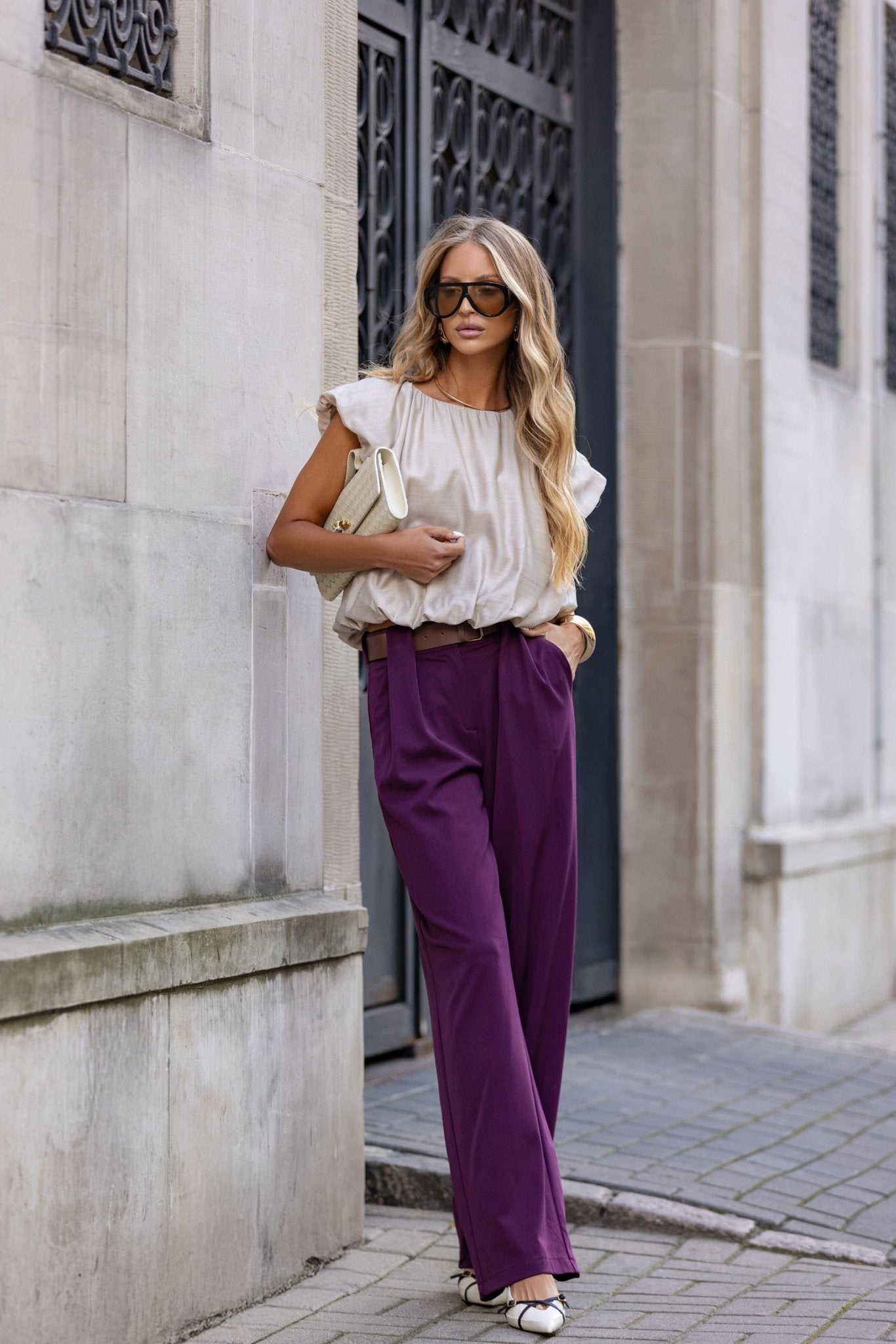 Eleganckie spodnie z paskiem - Misstica - LALOUS