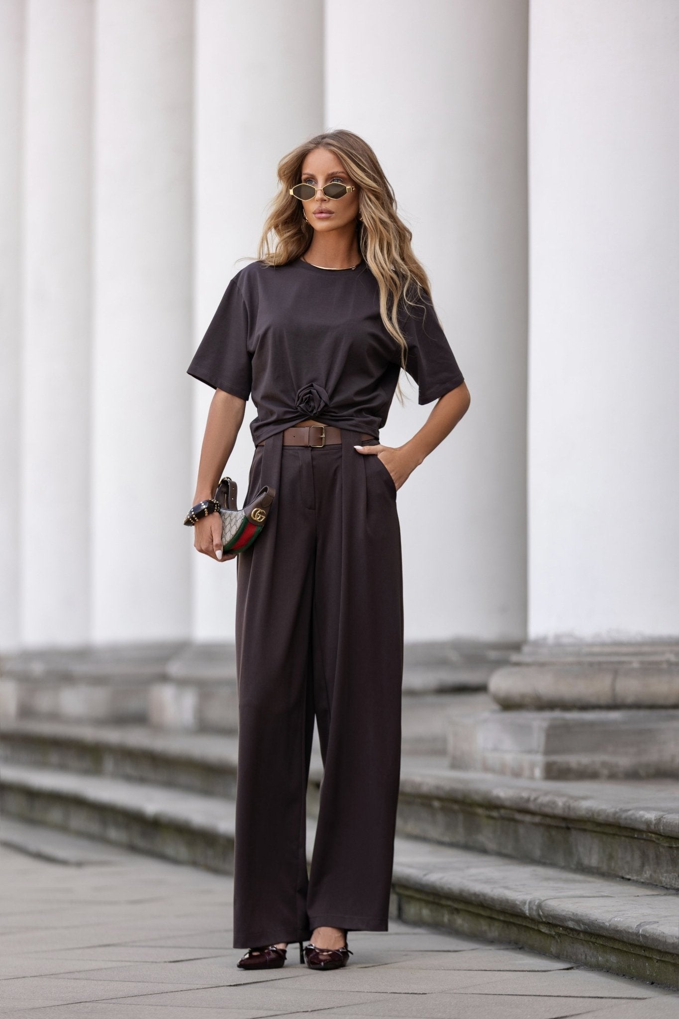 Eleganckie spodnie z paskiem - Misstica - LALOUS