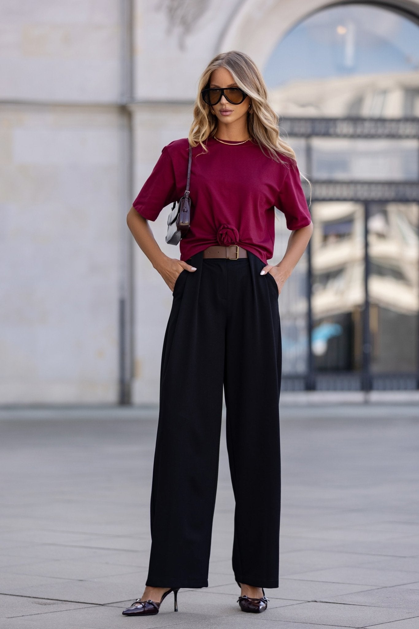 Eleganckie spodnie z paskiem - Misstica - LALOUS