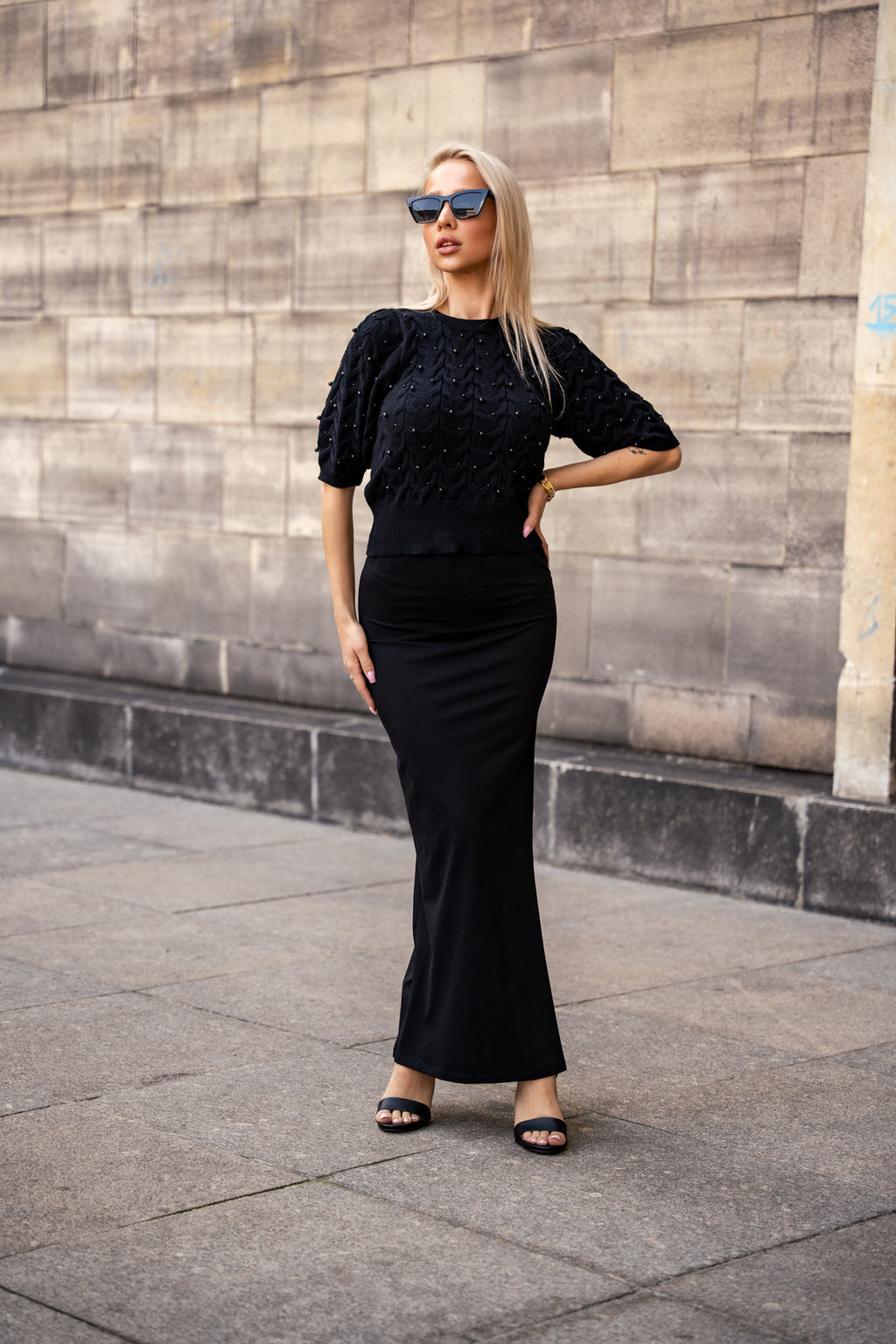 Dopasowana Spódnica z Rozcięciem- Brązowy / S