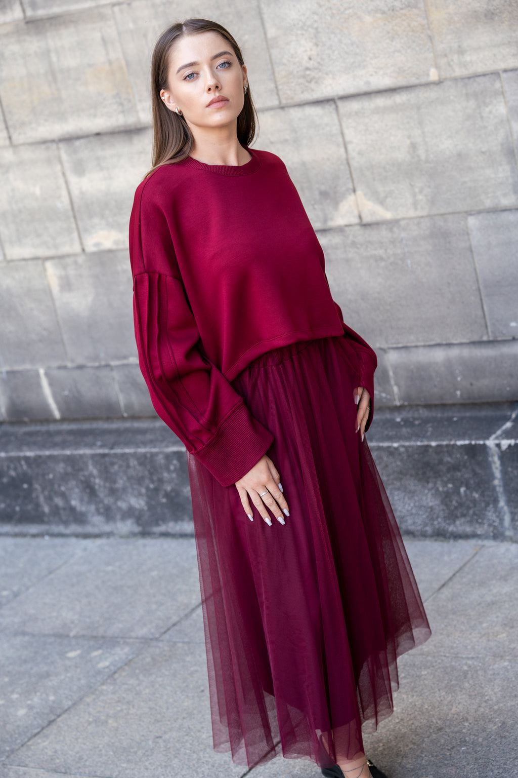 Tiulowa spódnica midi