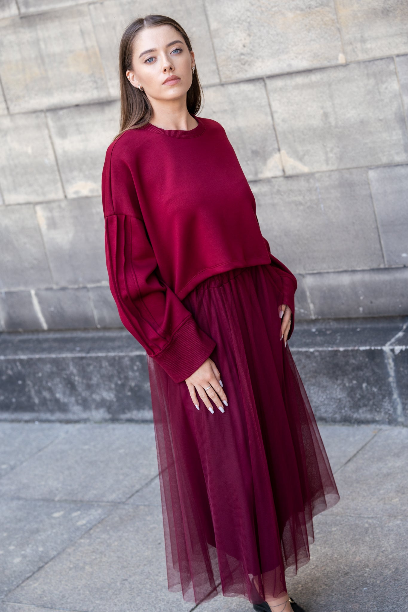 Tiulowa spódnica midi