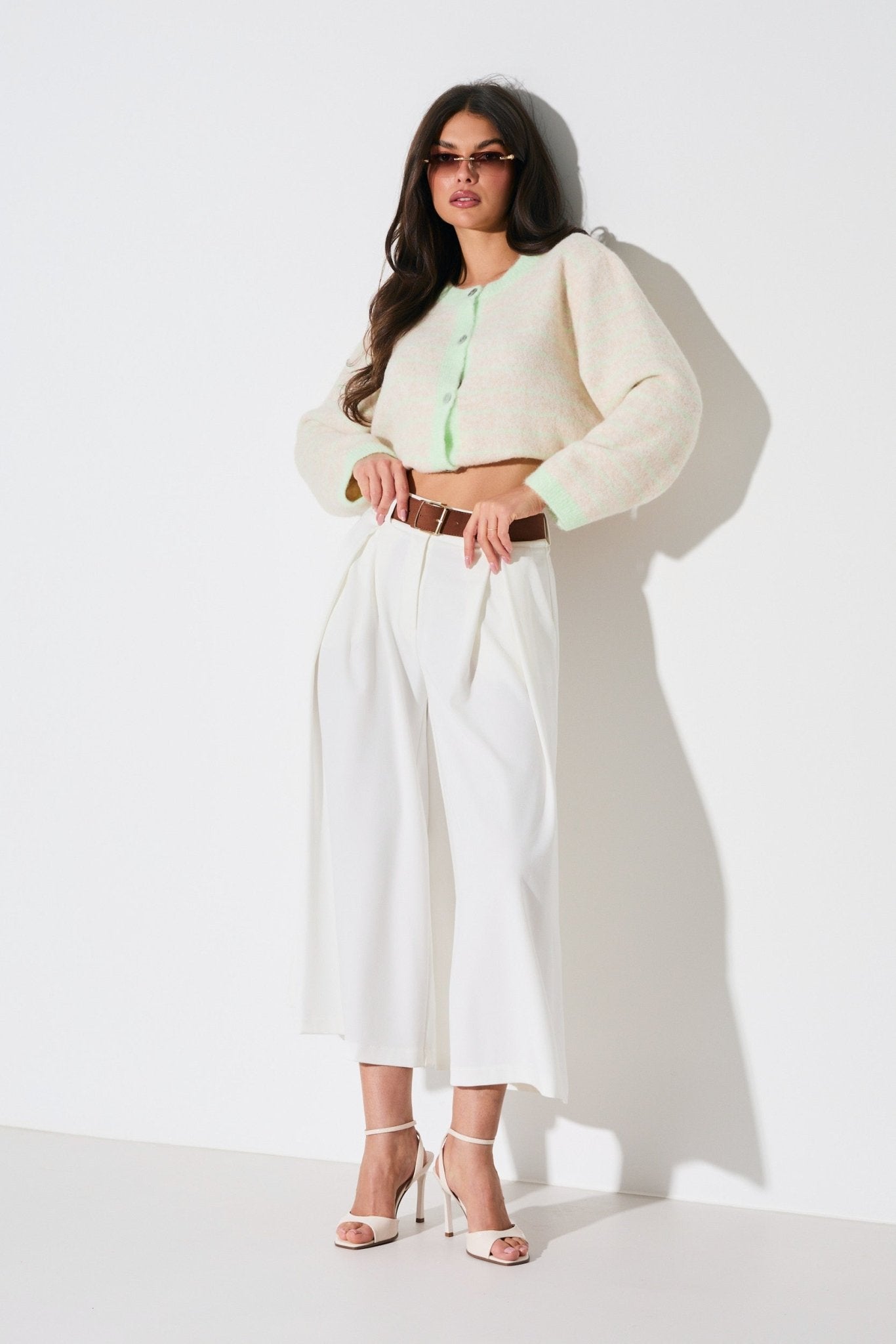 PASTELOWE SPODNIE CULOTTE LALOUS- Brzoskwiniowy / S