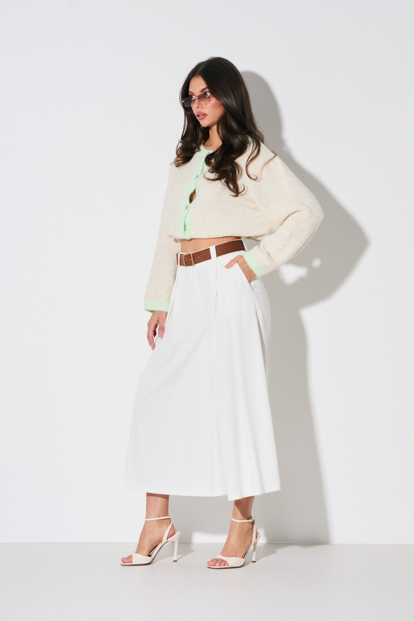 PASTELOWE SPODNIE CULOTTE LALOUS- Brzoskwiniowy / S